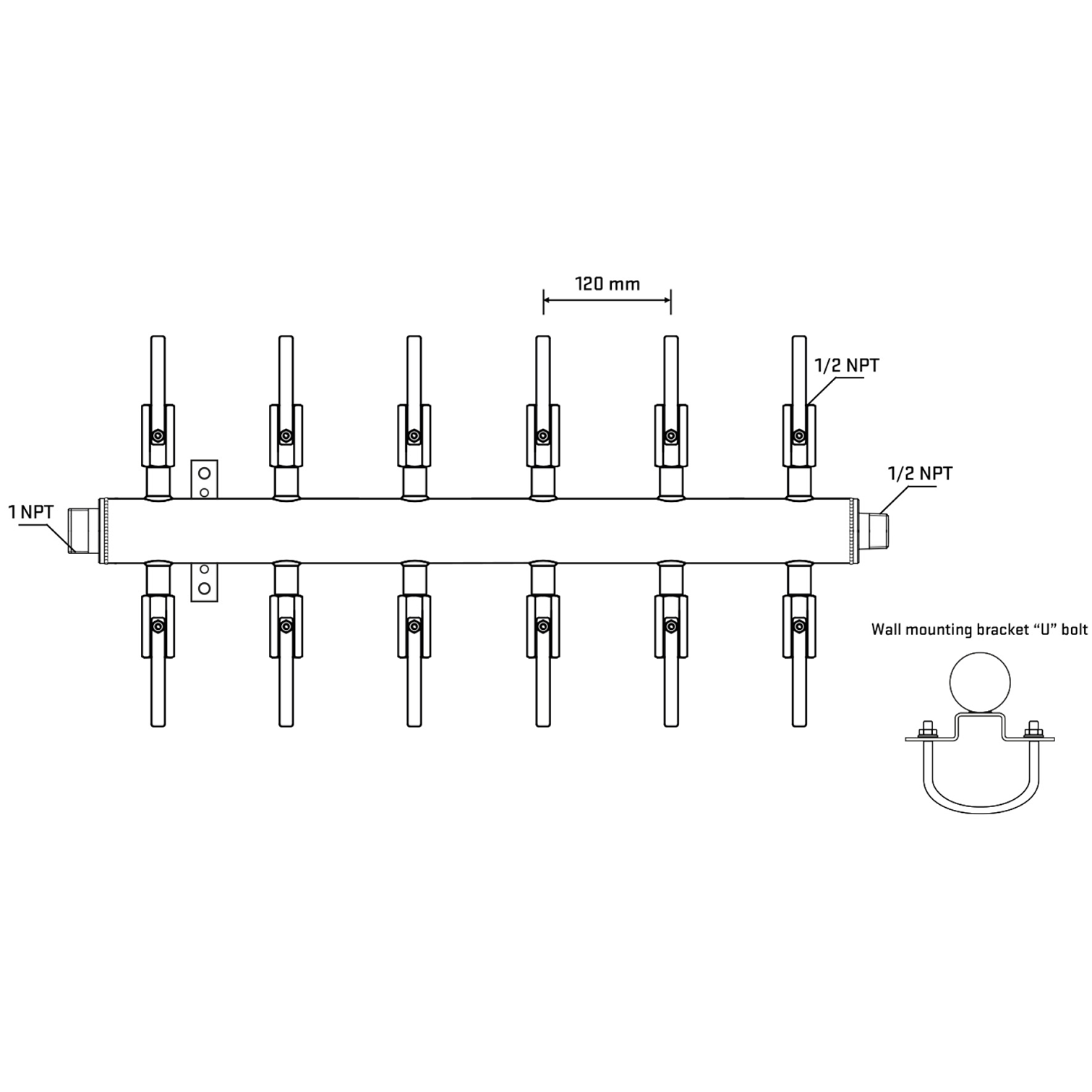 M512B081131 Manifolds Stainless Steel Double Sided