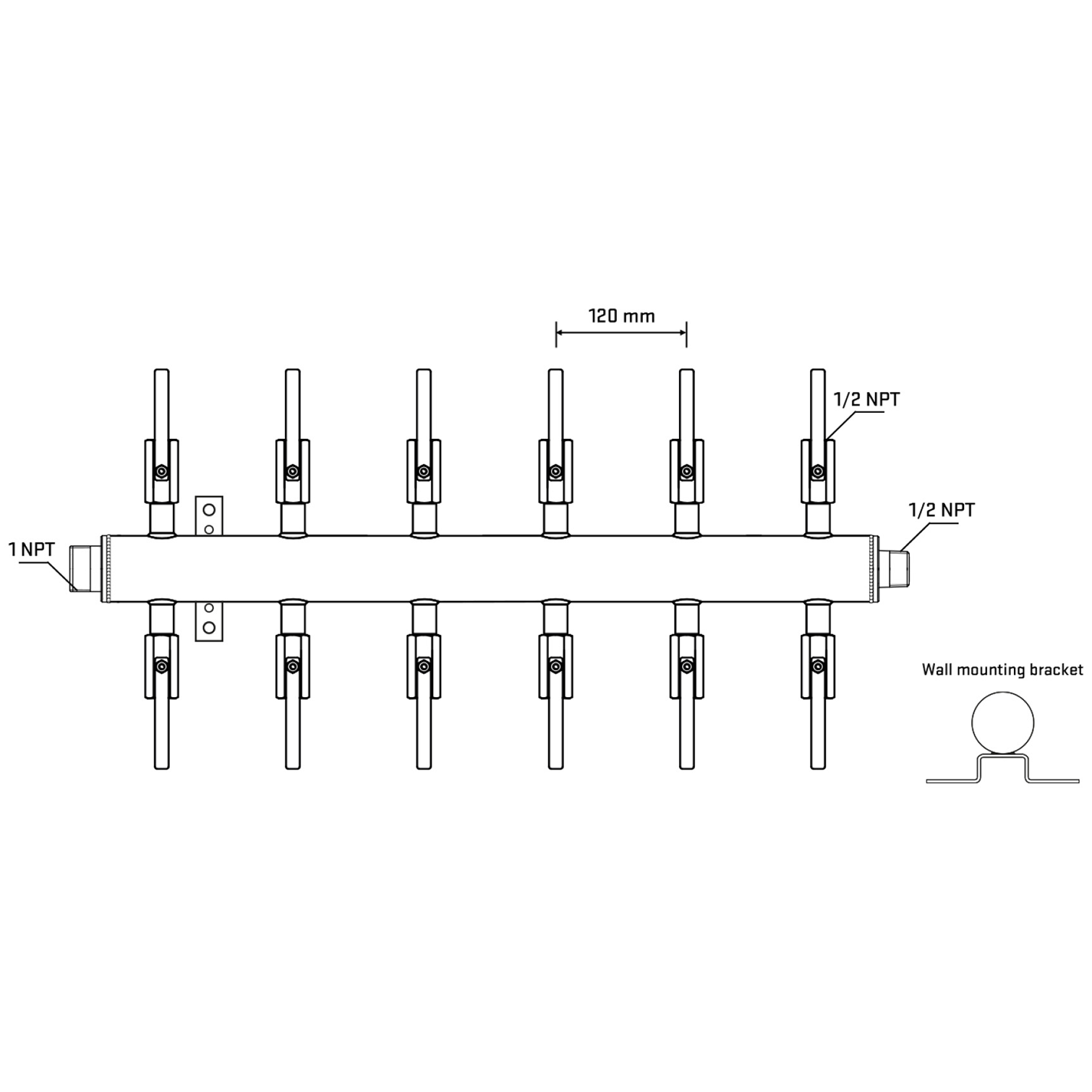 M512B081132 Manifolds Stainless Steel Double Sided