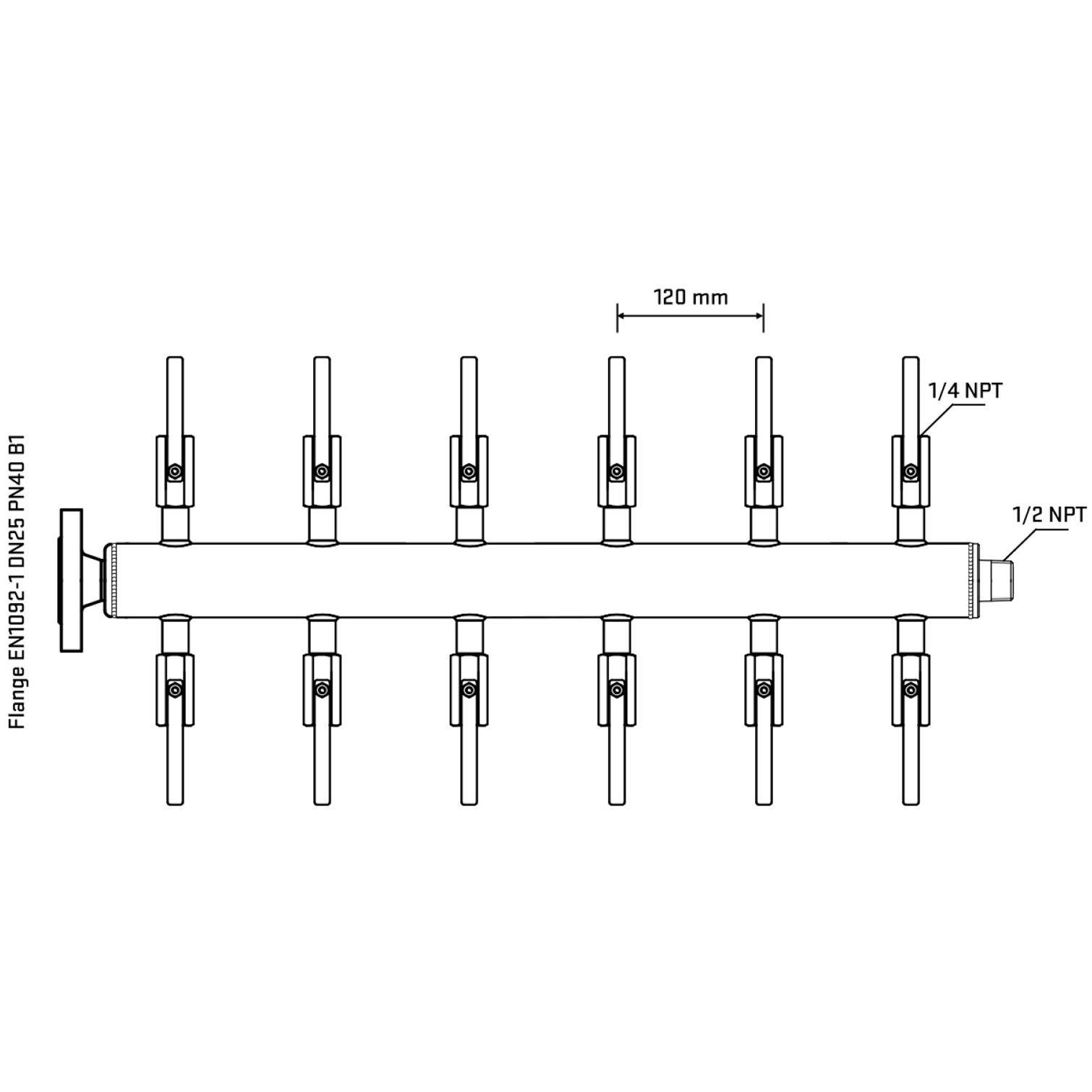 M512B090330 Manifolds Stainless Steel Double Sided