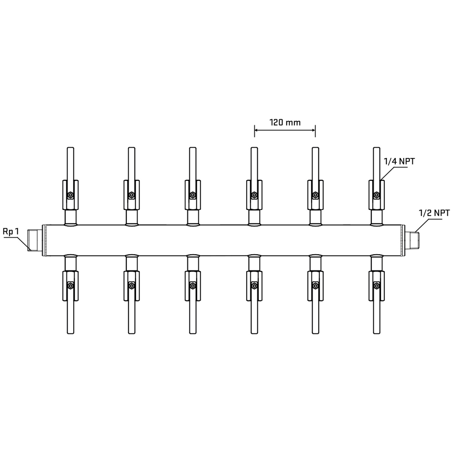 M512B090730 Manifolds Stainless Steel Double Sided