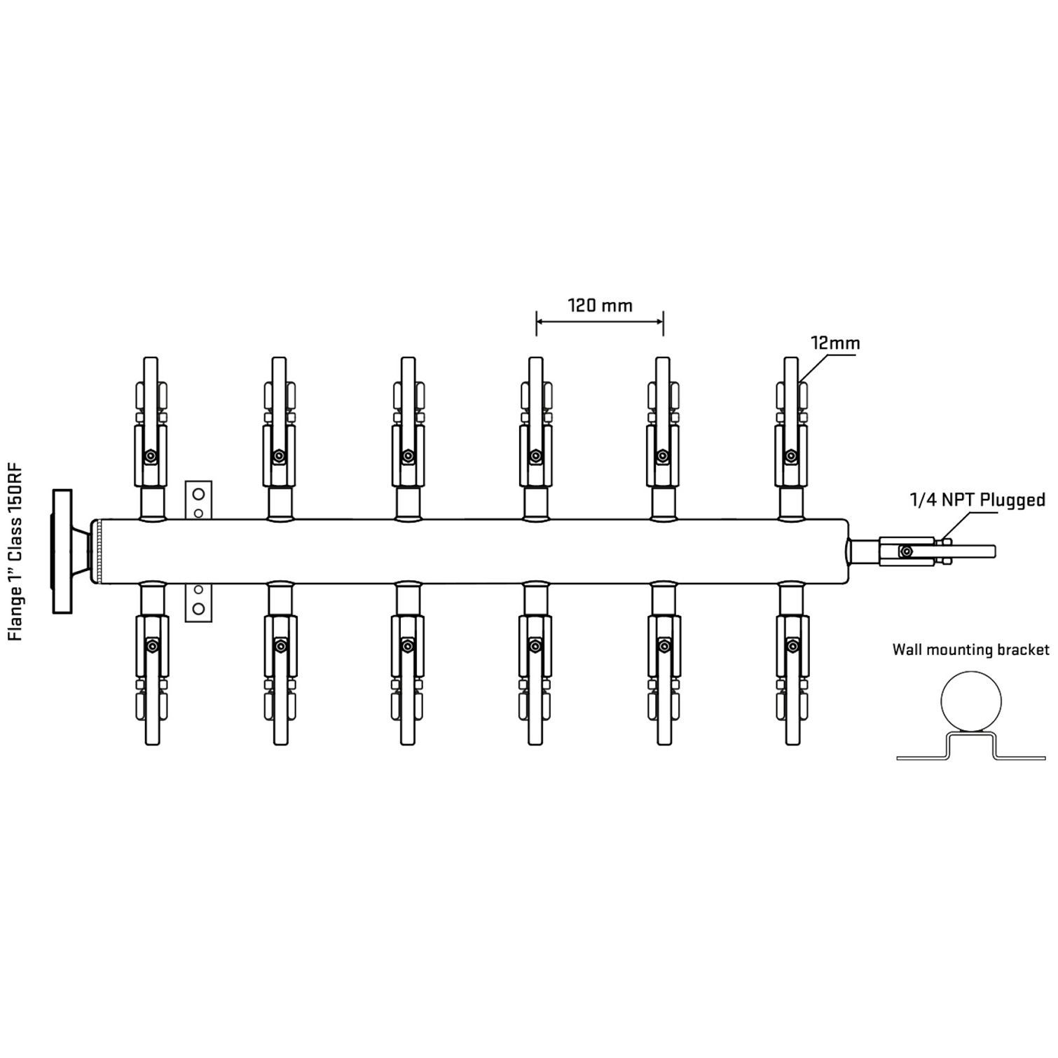 M512B100122 Manifolds Stainless Steel Double Sided