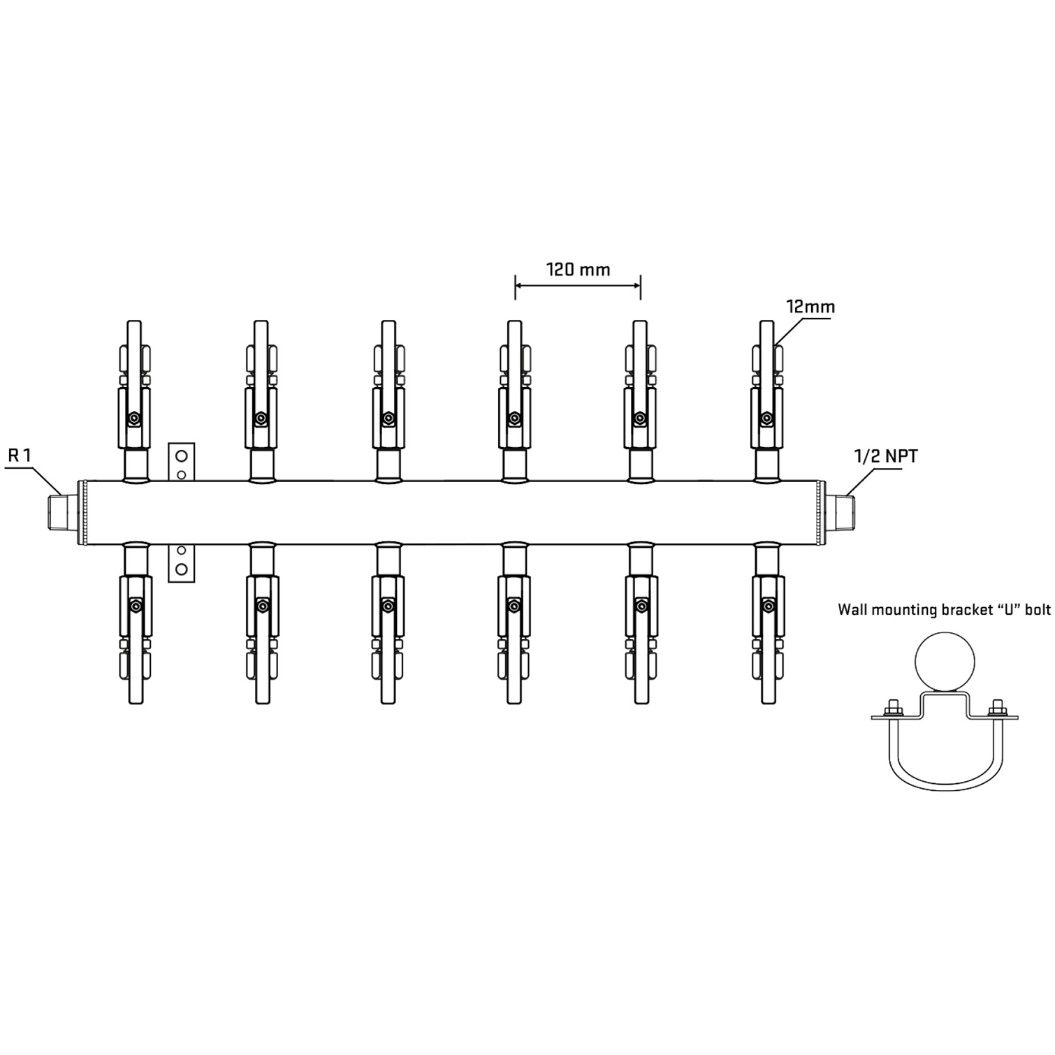 M512B100531 Manifolds Stainless Steel Double Sided