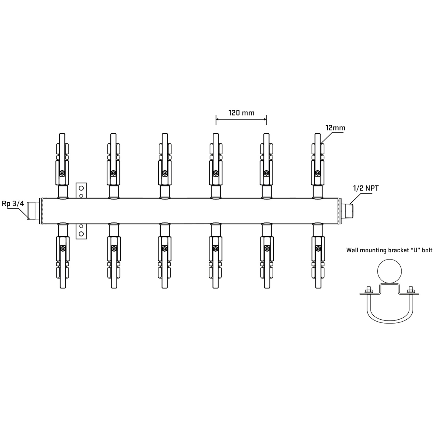 M512B100631 Manifolds Stainless Steel Double Sided