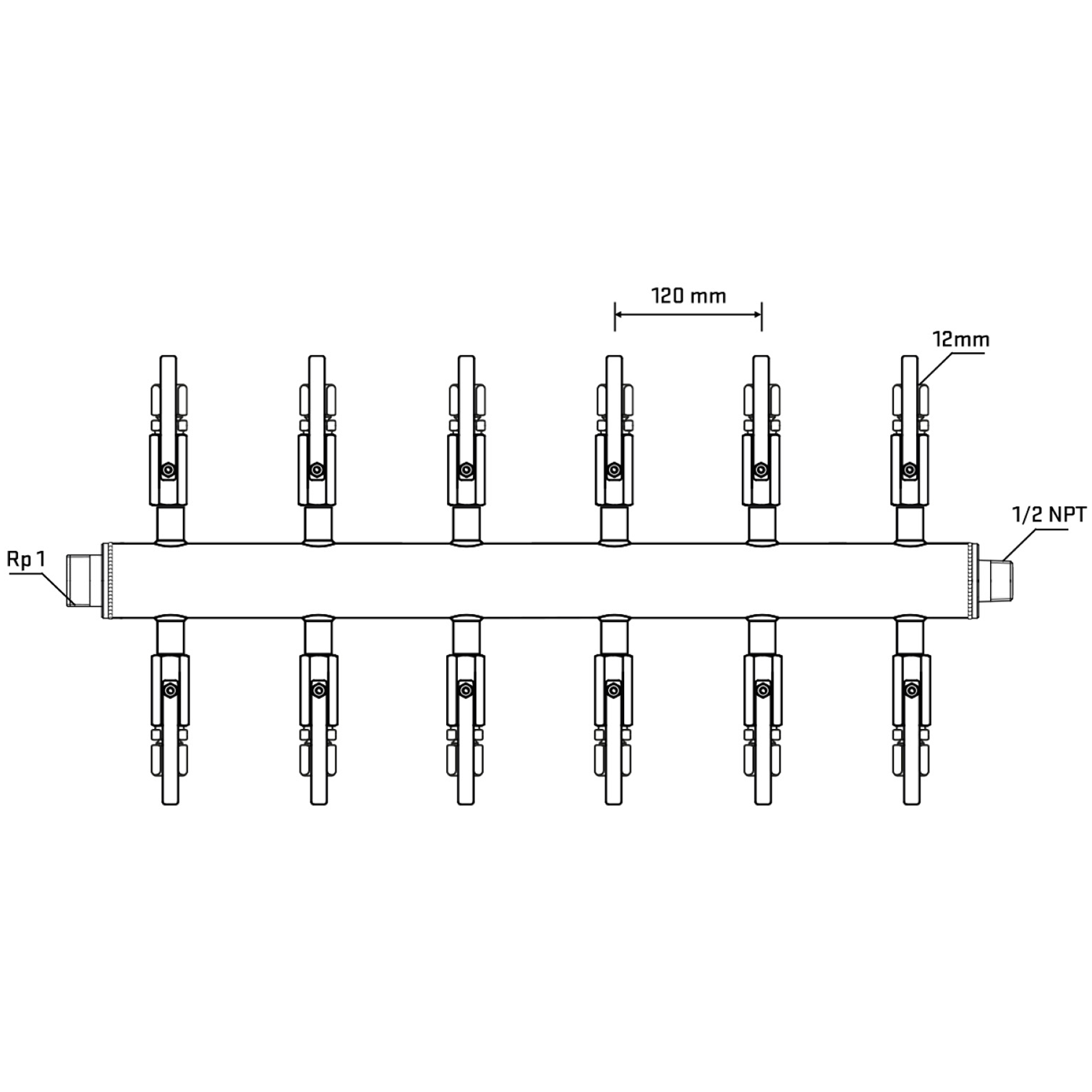 M512B100730 Manifolds Stainless Steel Double Sided