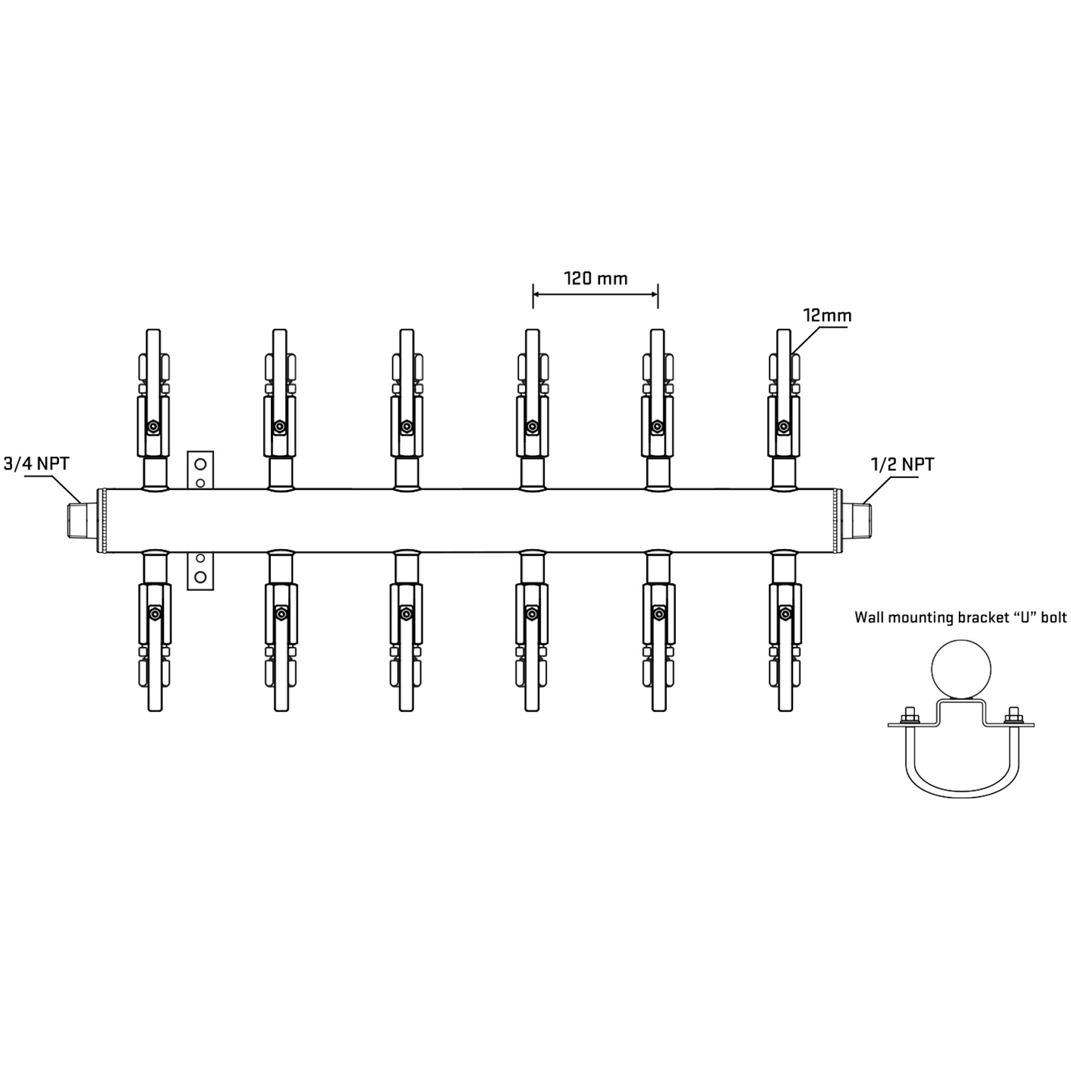 M512B100831 Manifolds Stainless Steel Double Sided