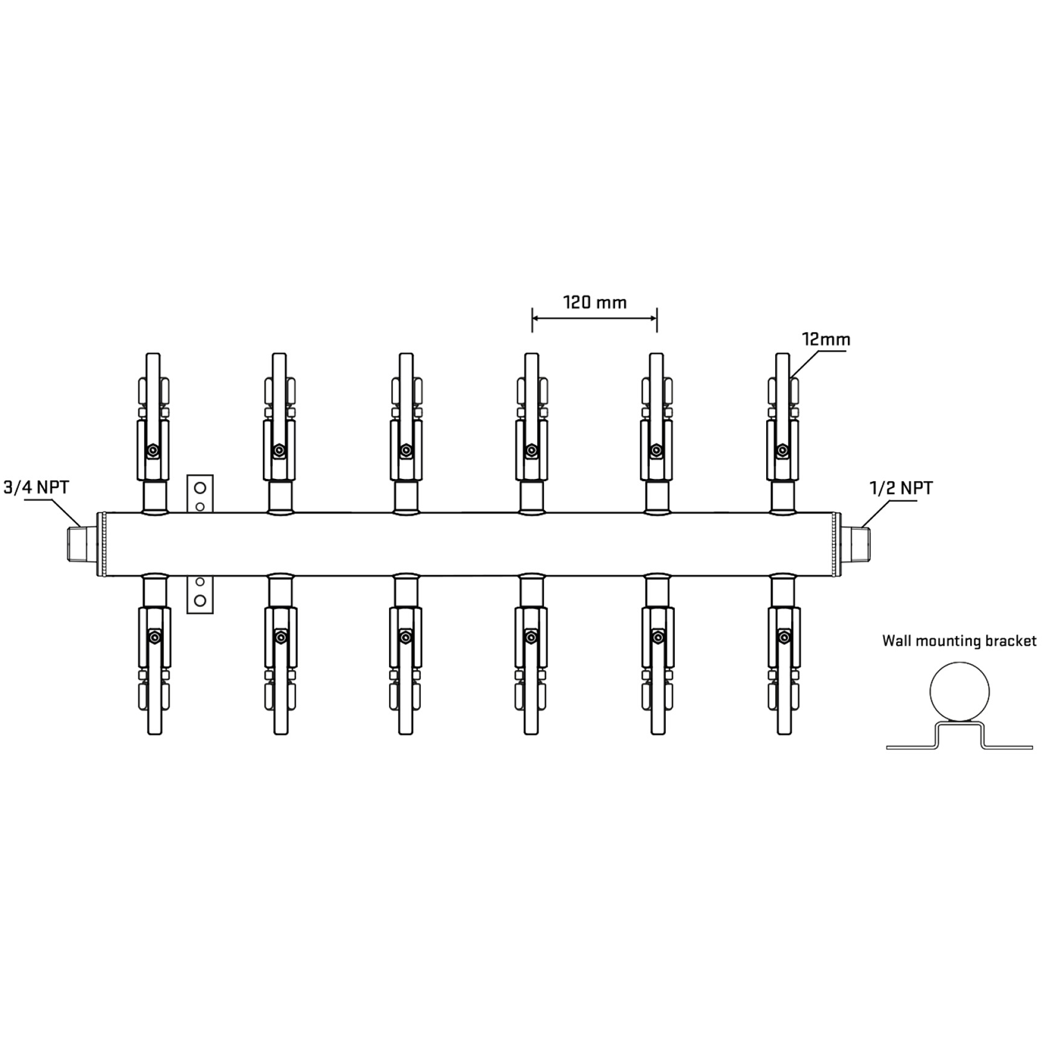 M512B100832 Manifolds Stainless Steel Double Sided