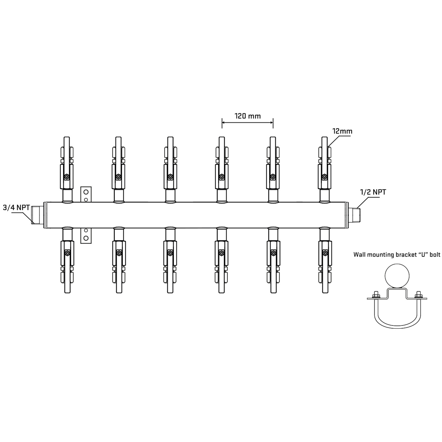 M512B101031 Manifolds Stainless Steel Double Sided