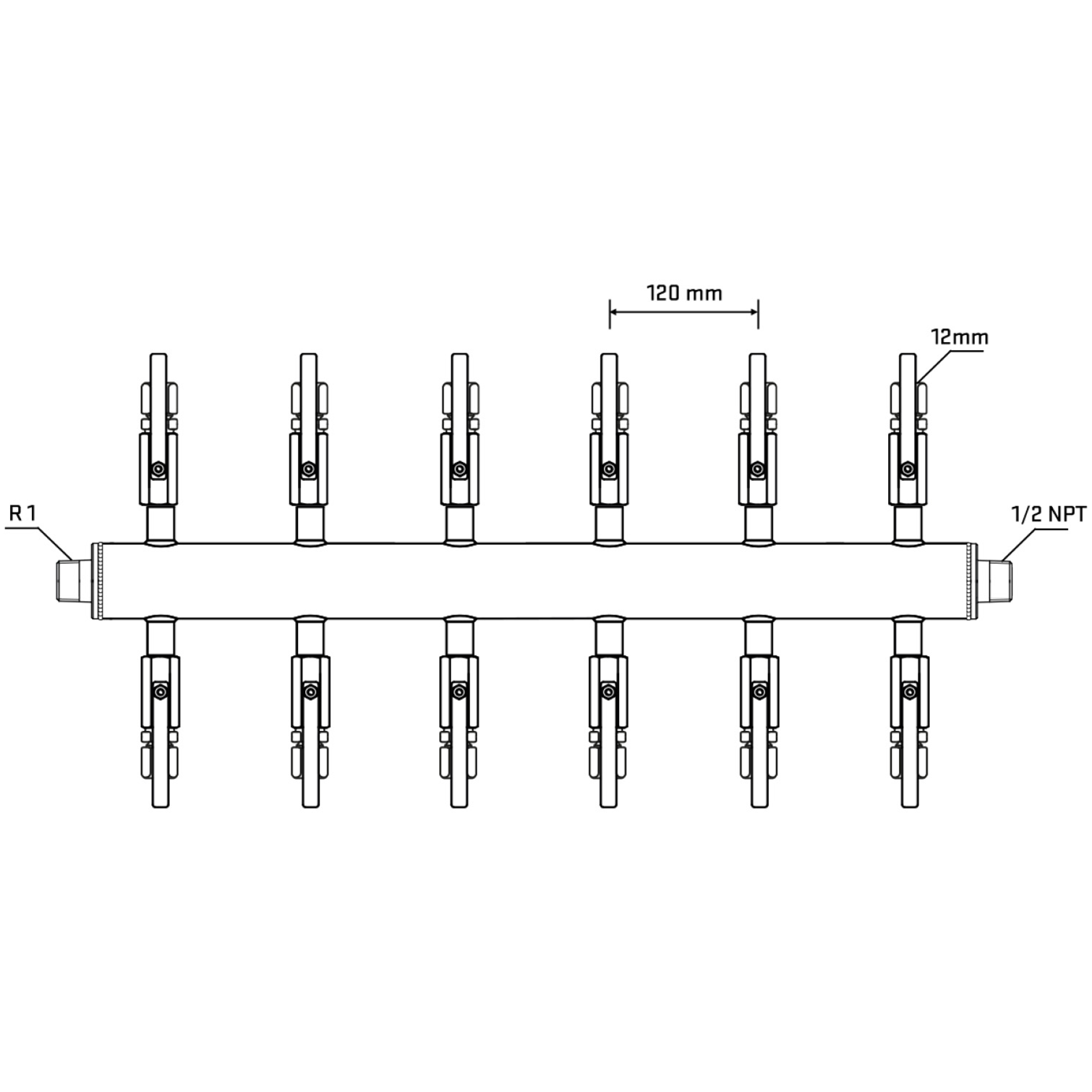 M512B110530 Manifolds Stainless Steel Double Sided