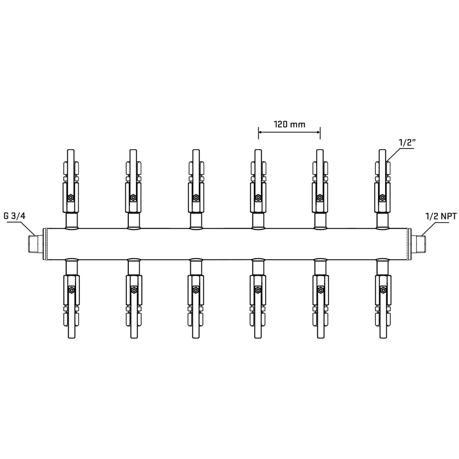 M512B120430 Manifolds Stainless Steel Double Sided