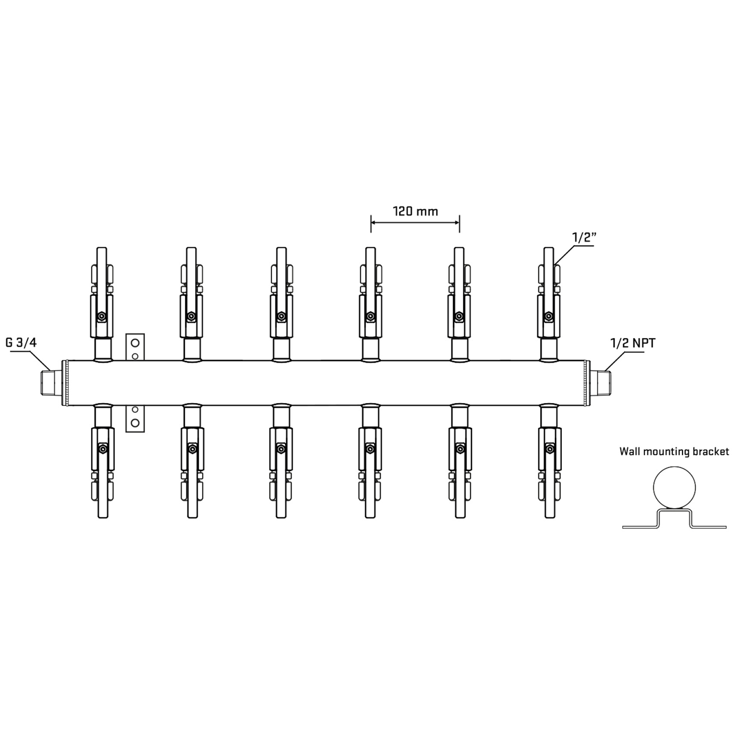 M512B120432 Manifolds Stainless Steel Double Sided