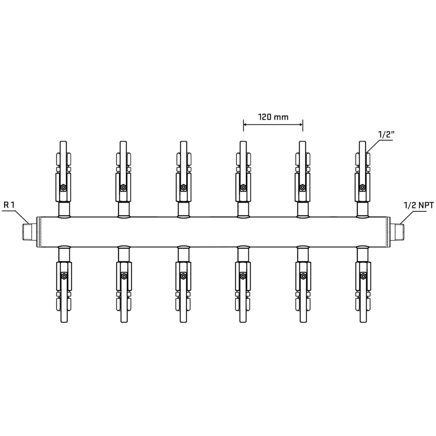 M512B120530 Manifolds Stainless Steel Double Sided