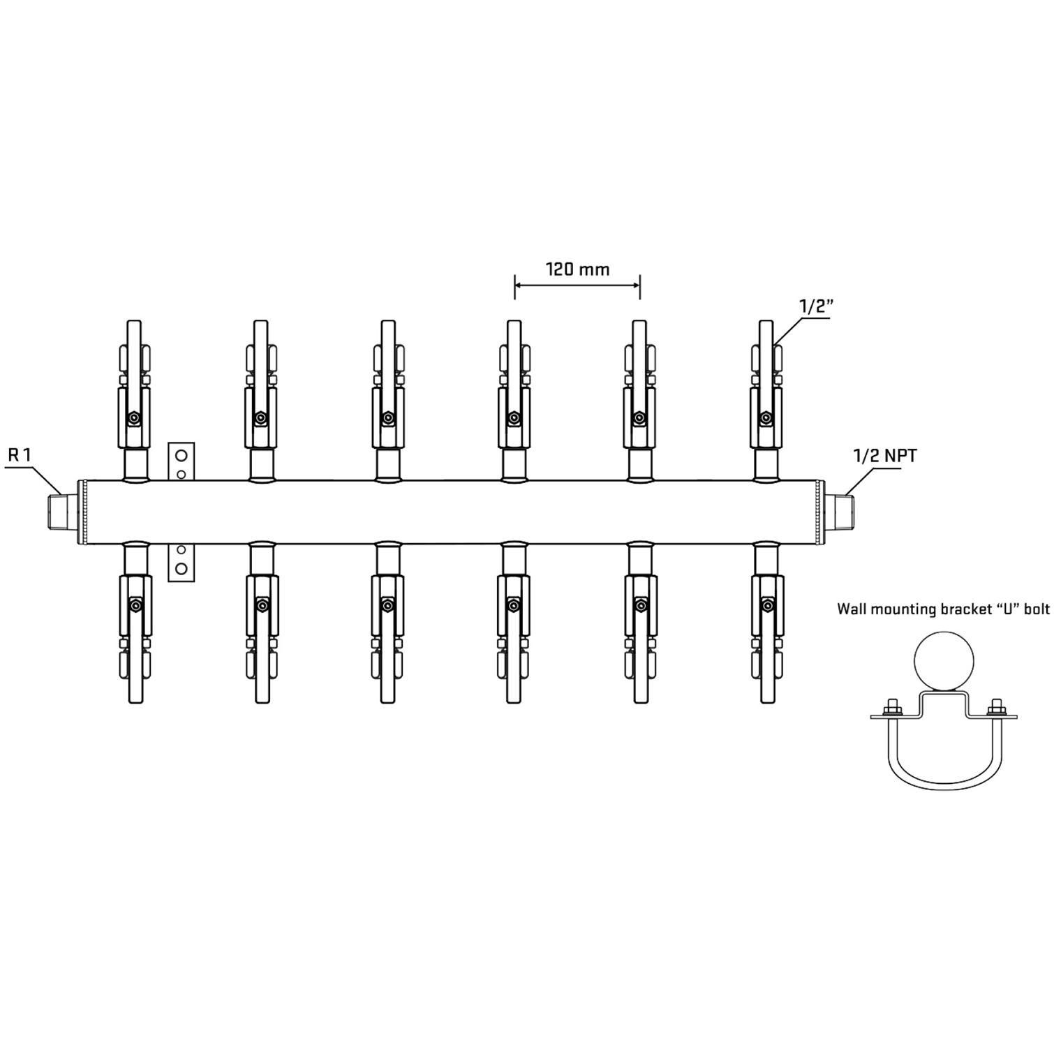 M512B120531 Manifolds Stainless Steel Double Sided