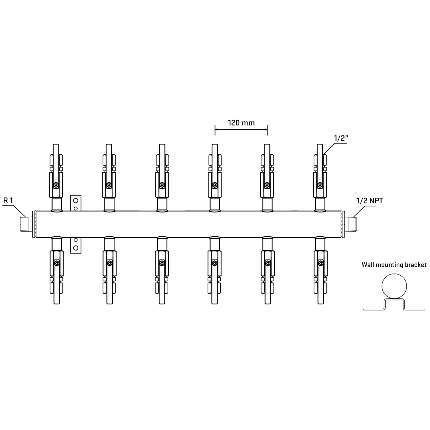 M512B120532 Manifolds Stainless Steel Double Sided