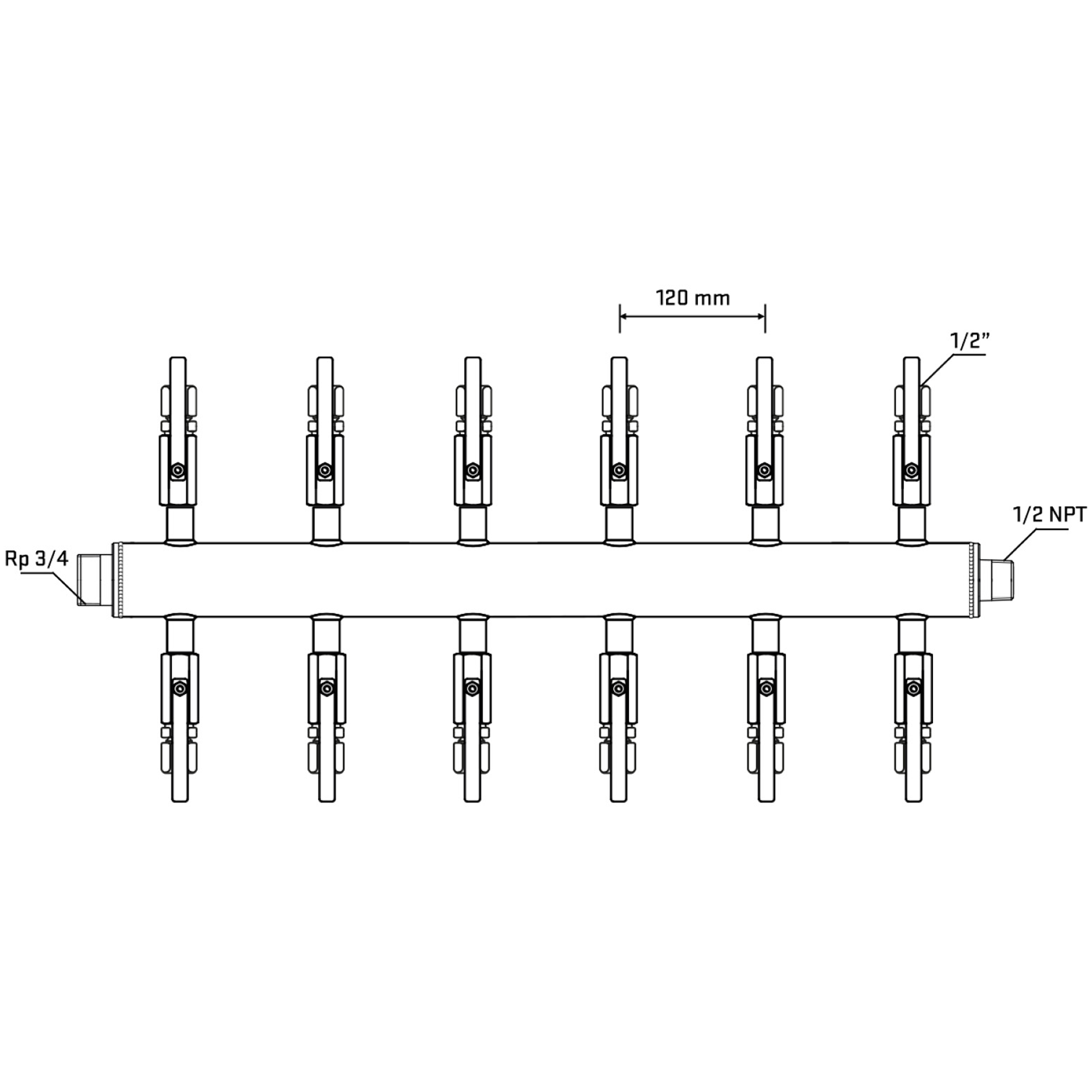 M512B120630 Manifolds Stainless Steel Double Sided