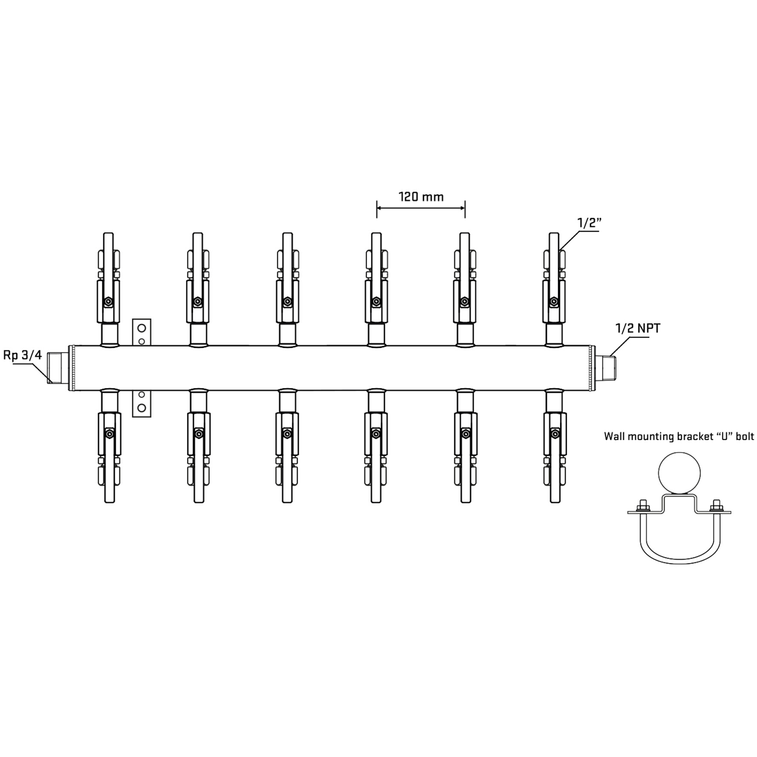 M512B120631 Manifolds Stainless Steel Double Sided