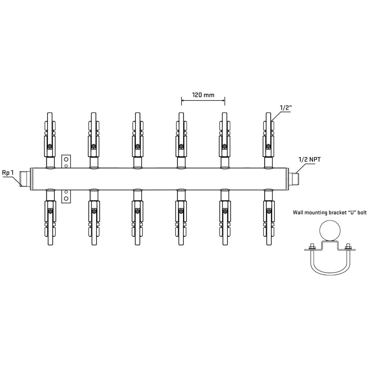 M512B120731 Manifolds Stainless Steel Double Sided