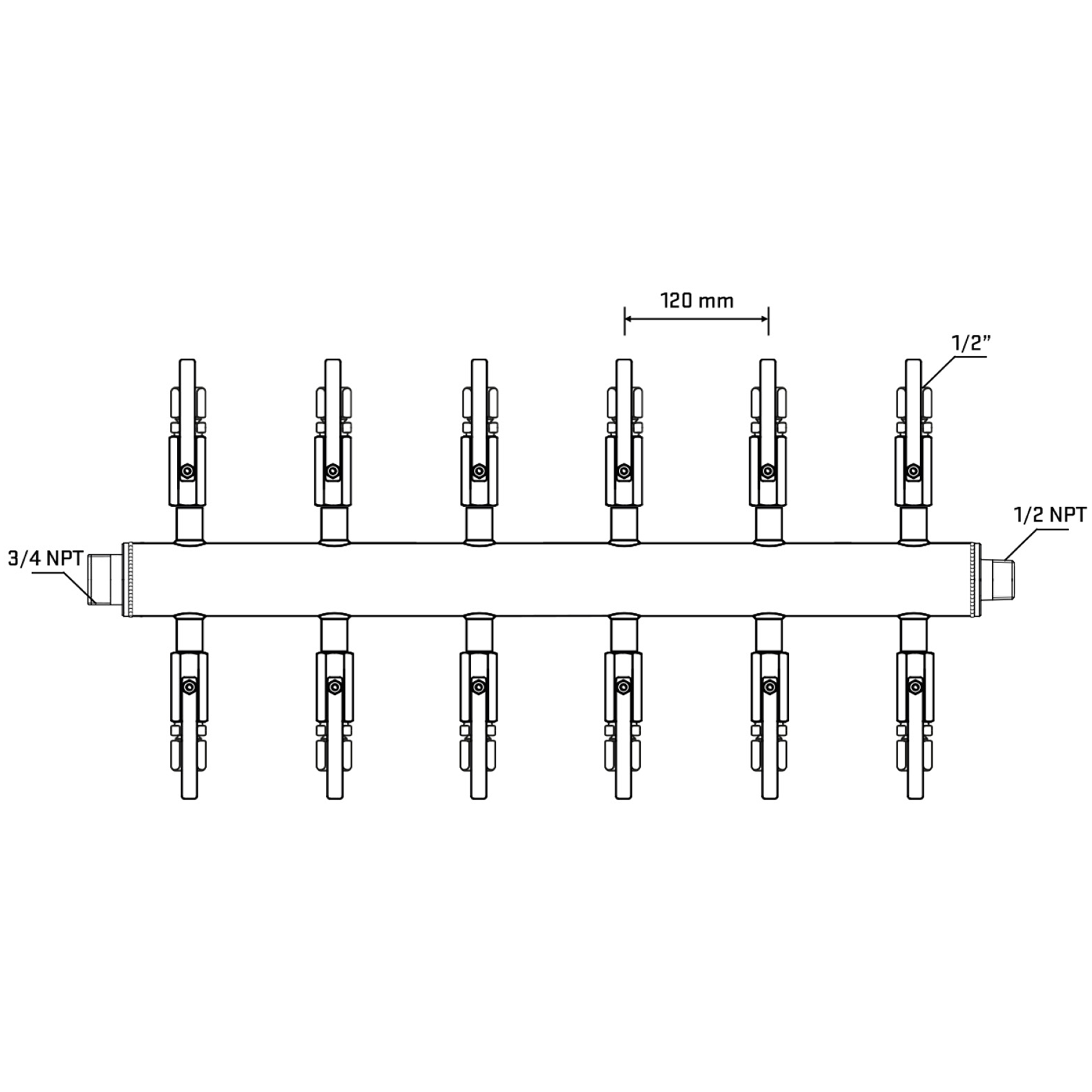 M512B121030 Manifolds Stainless Steel Double Sided