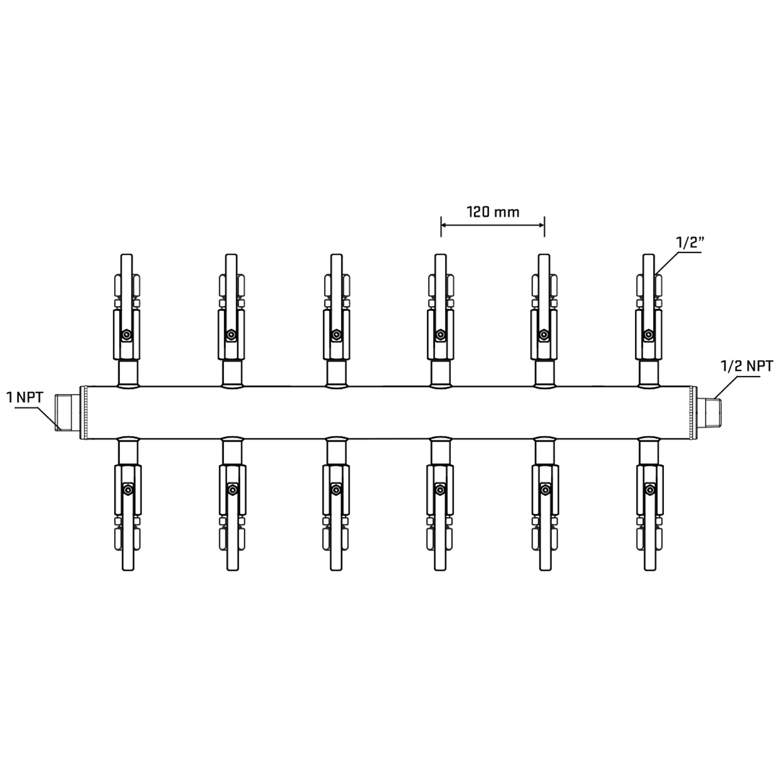 M512B121130 Manifolds Stainless Steel Double Sided