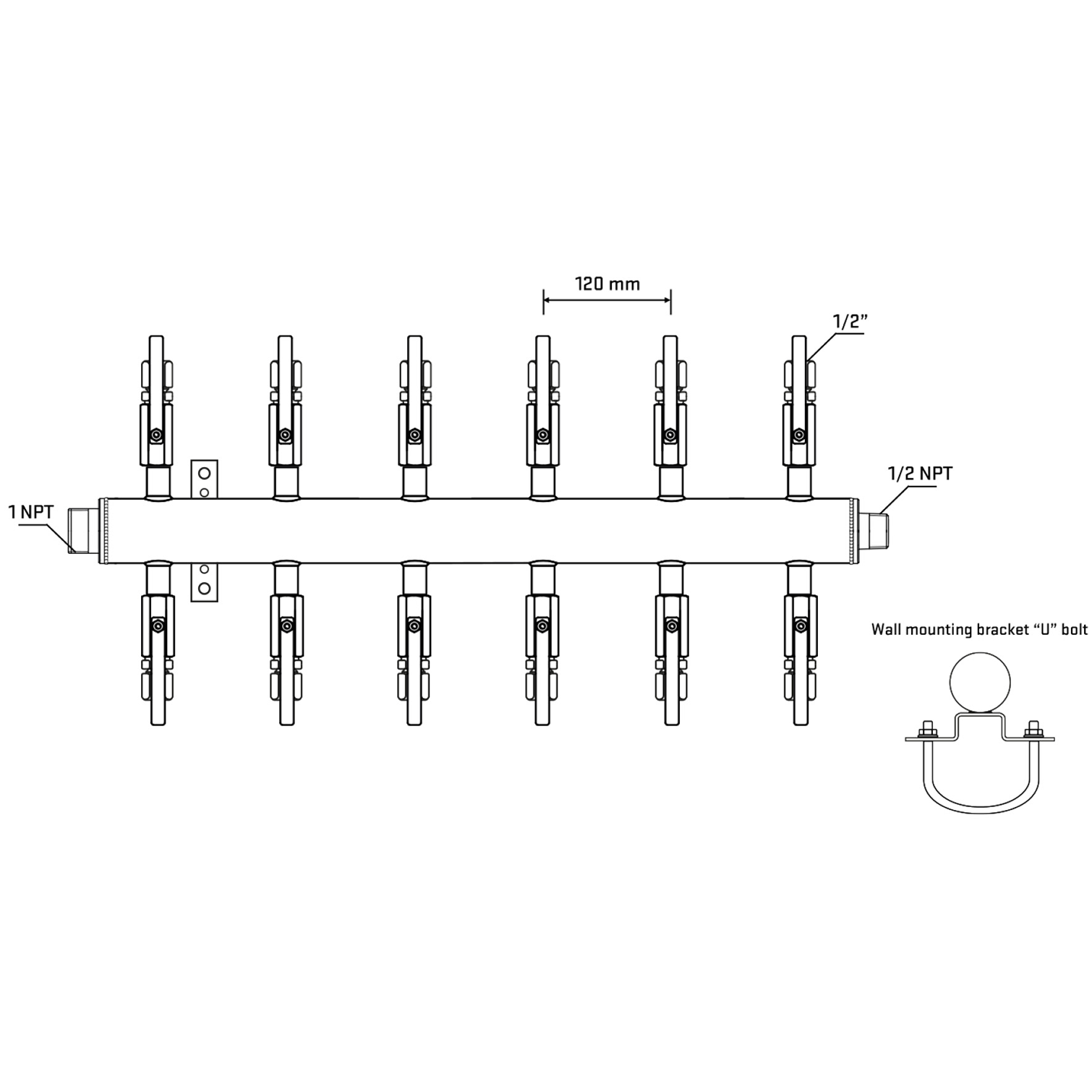 M512B121131 Manifolds Stainless Steel Double Sided