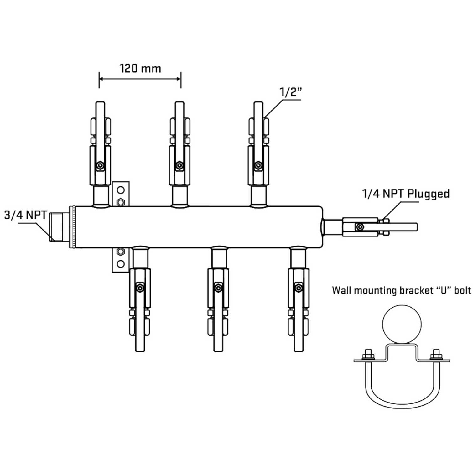 M5F1B121021 Manifolds Stainless Steel Double Sided