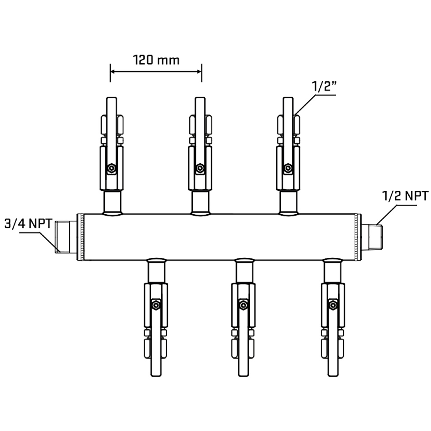 M5F1B121030 Manifolds Stainless Steel Double Sided