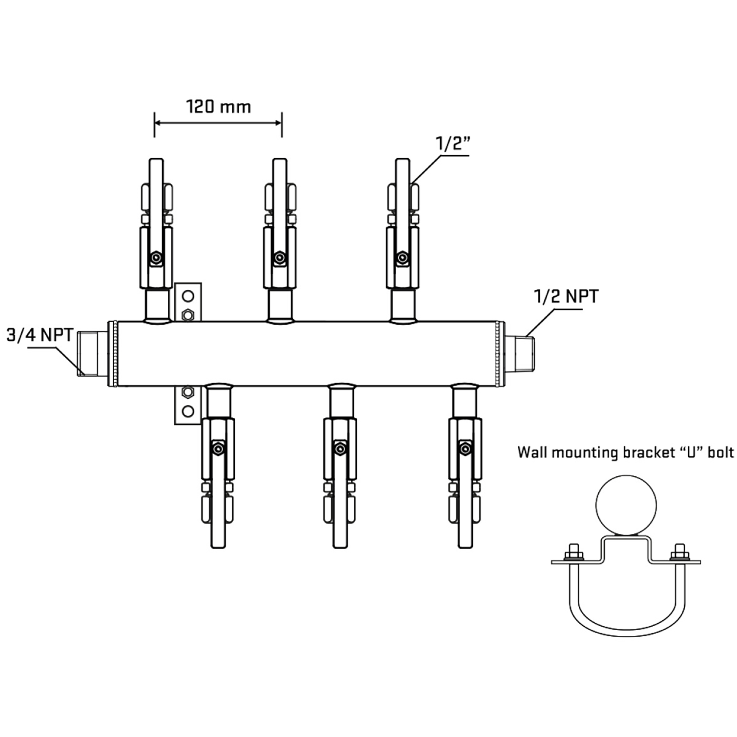 M5F1B121031 Manifolds Stainless Steel Double Sided