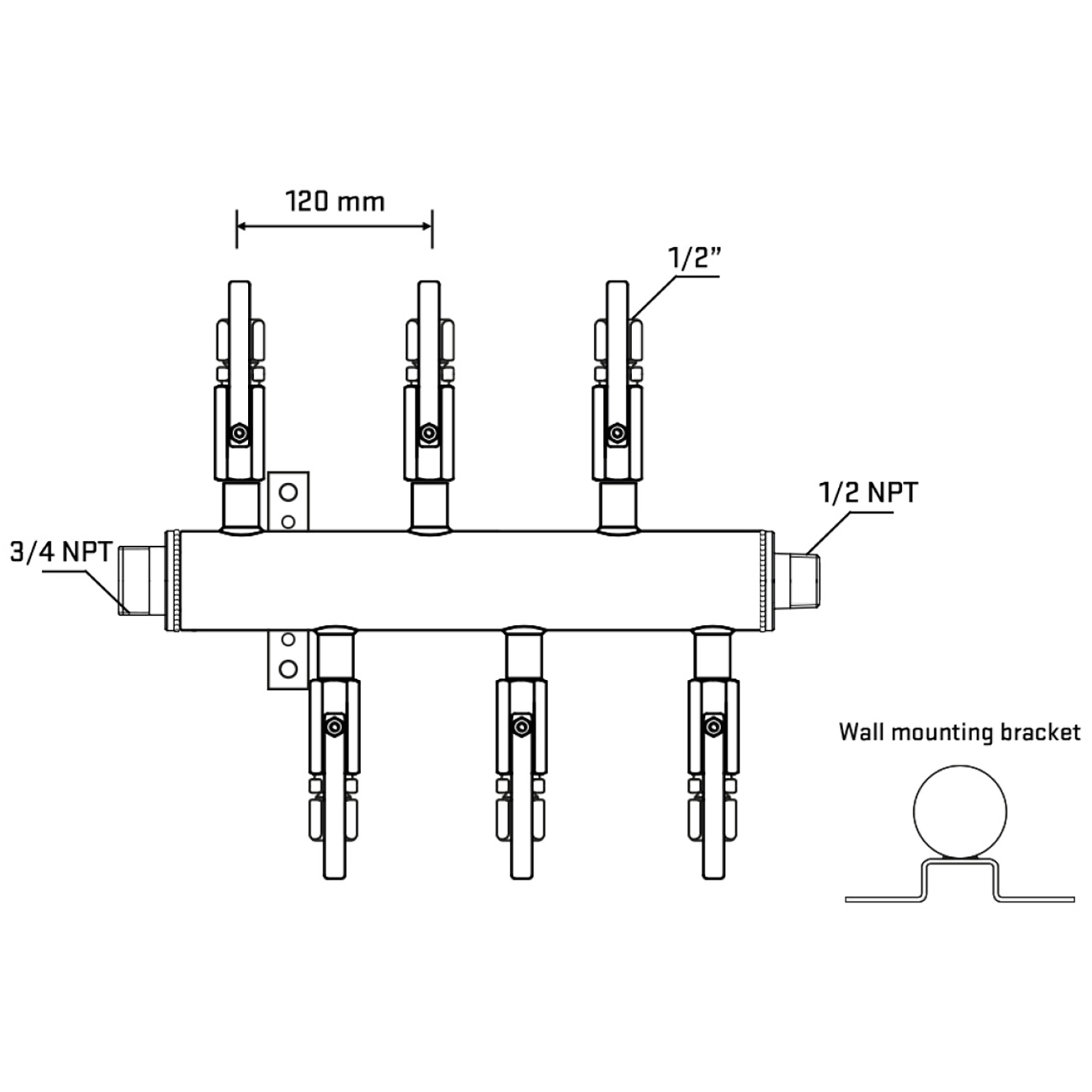 M5F1B121032 Manifolds Stainless Steel Double Sided