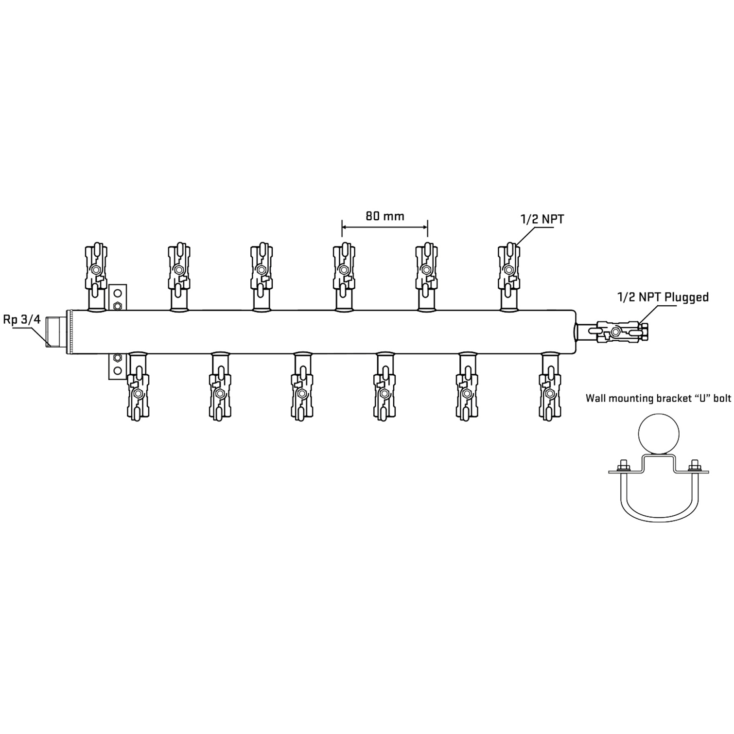 M5F2A010611 Manifolds Stainless Steel Double Sided