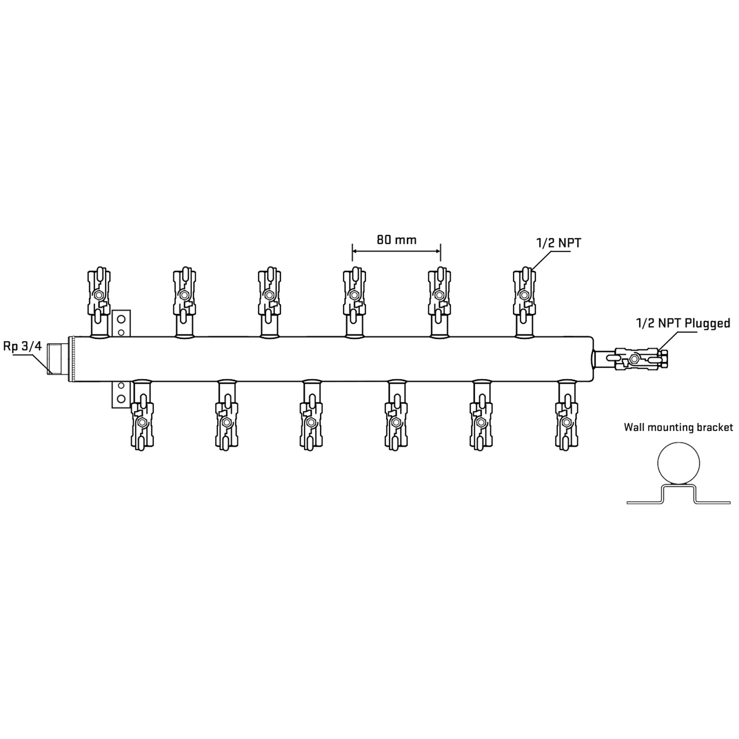 M5F2A010612 Manifolds Stainless Steel Double Sided