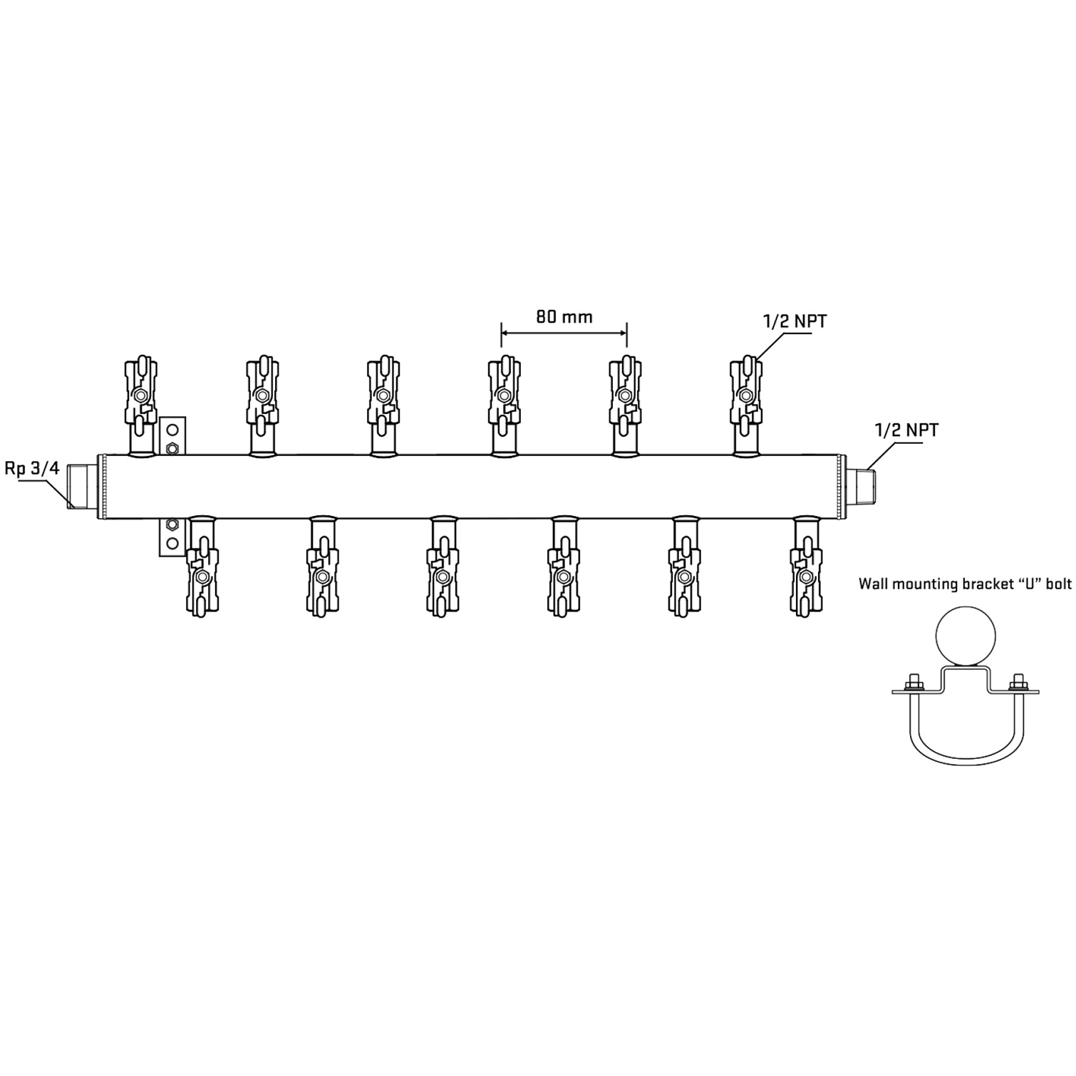 M5F2A010631 Manifolds Stainless Steel Double Sided