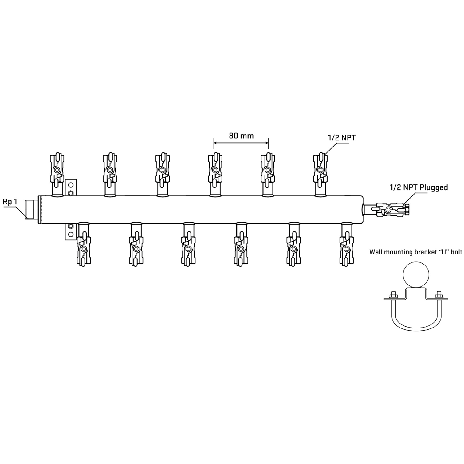 M5F2A010711 Manifolds Stainless Steel Double Sided