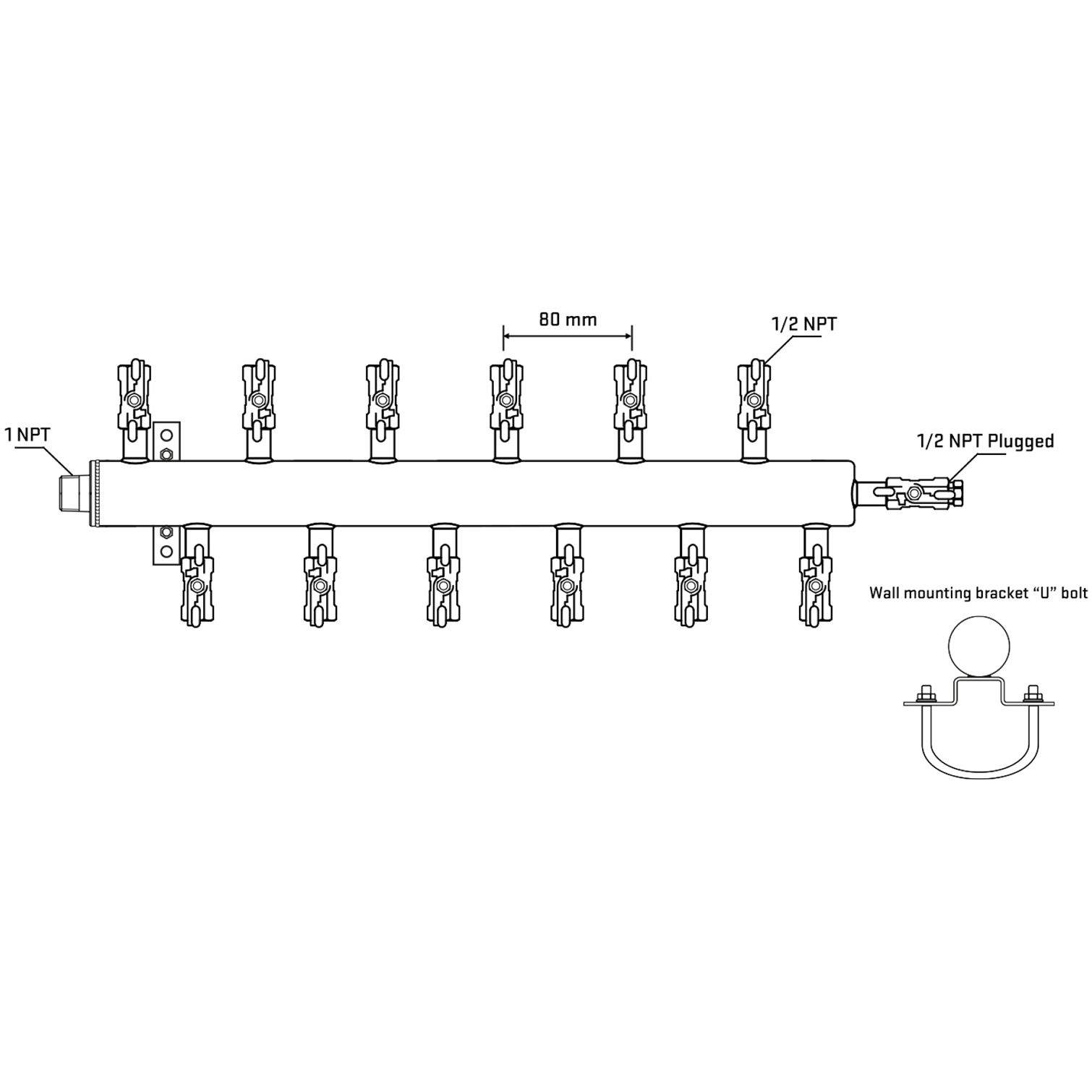 M5F2A010911 Manifolds Stainless Steel Double Sided