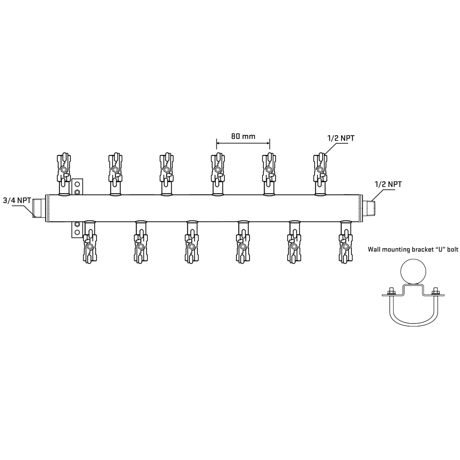 M5F2A011031 Manifolds Stainless Steel Double Sided