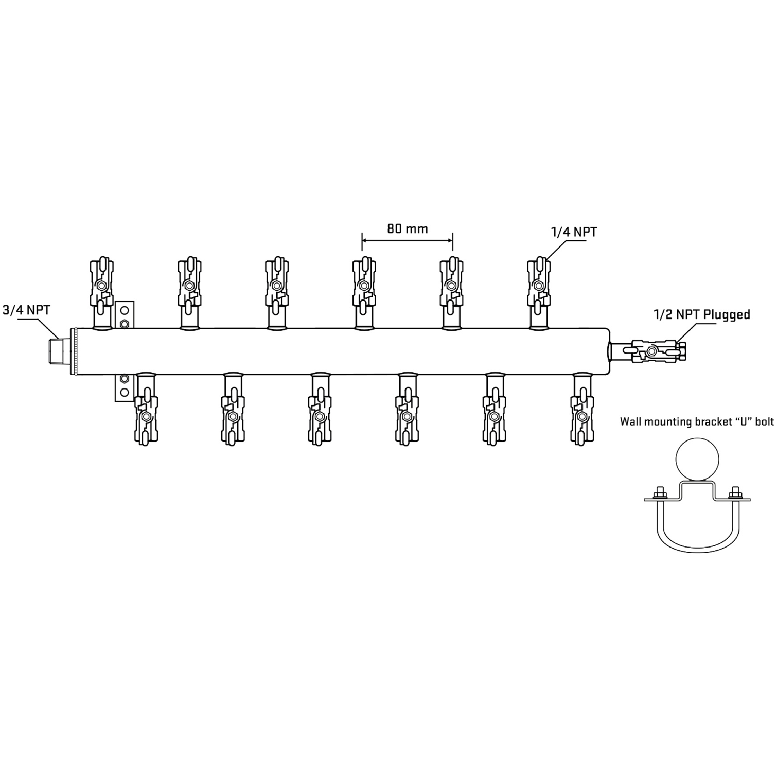 M5F2A020811 Manifolds Stainless Steel Double Sided