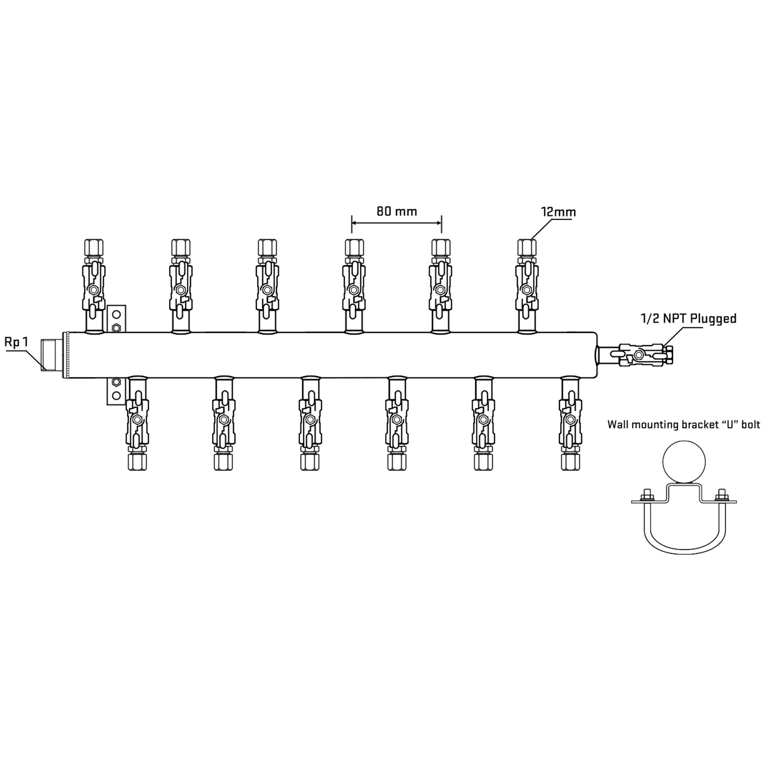 M5F2A030711 Manifolds Stainless Steel Double Sided