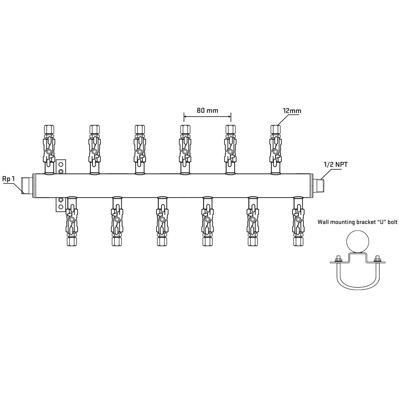 M5F2A030731 Manifolds Stainless Steel Double Sided