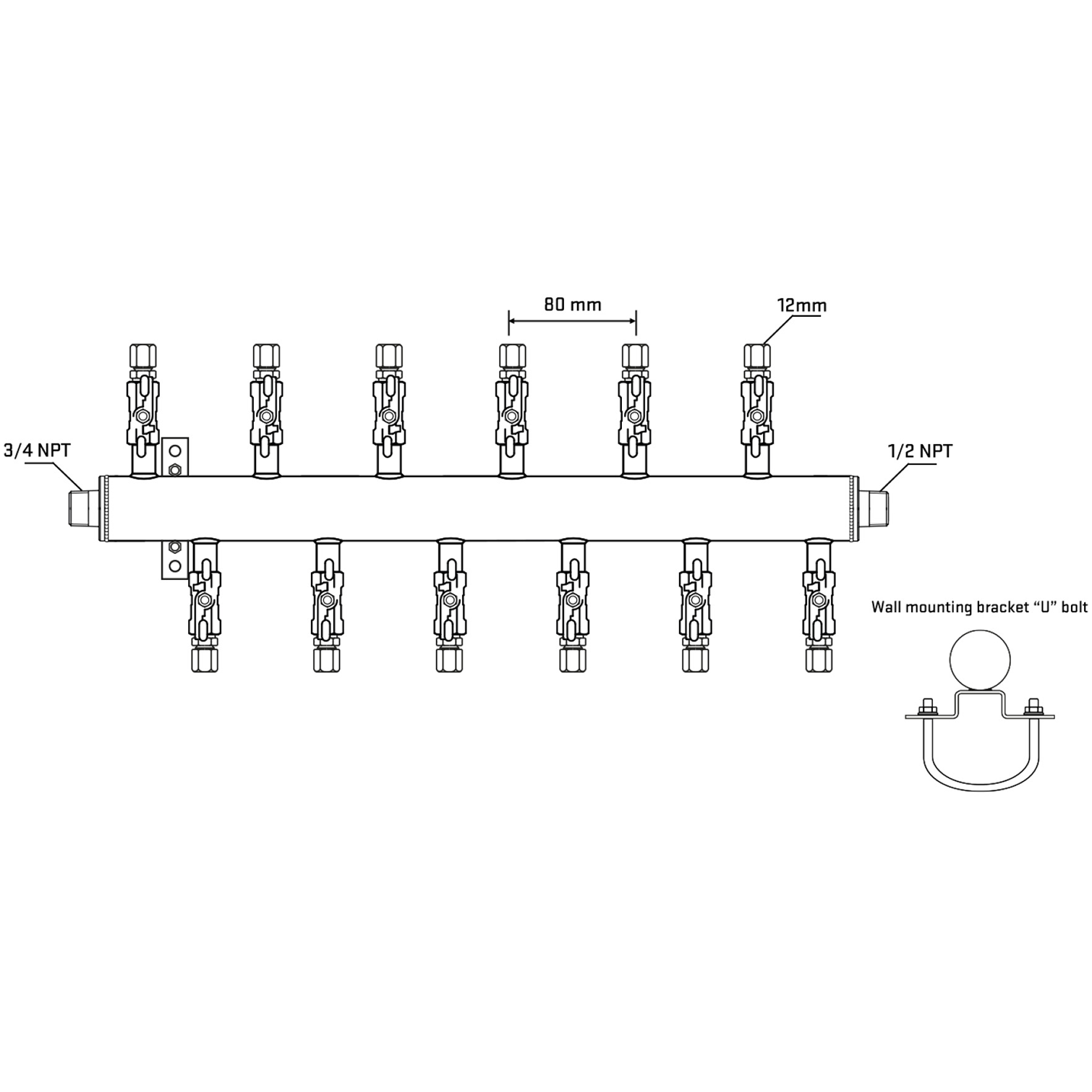 M5F2A030831 Manifolds Stainless Steel Double Sided