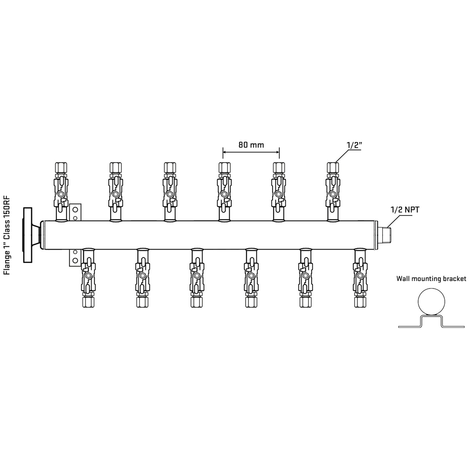 M5F2A050132 Manifolds Stainless Steel Double Sided