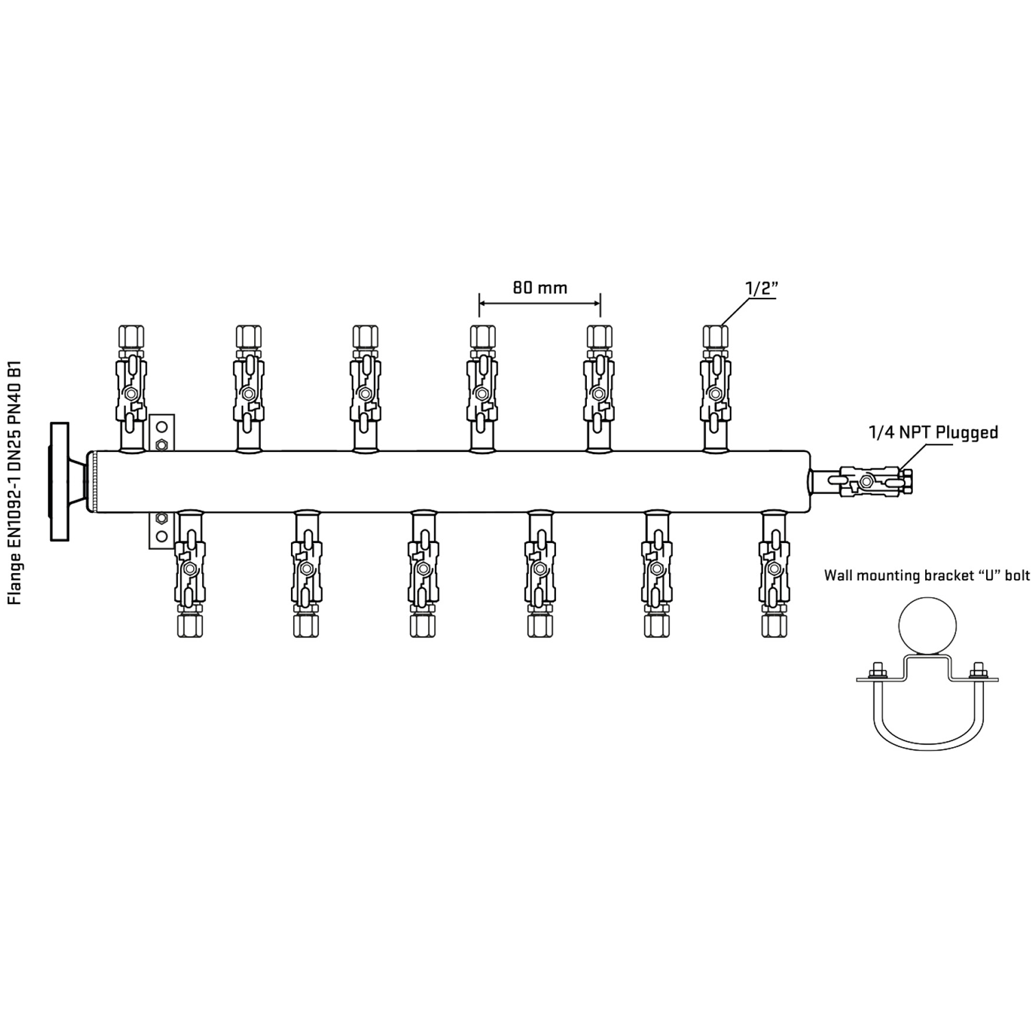 M5F2A050321 Manifolds Stainless Steel Double Sided