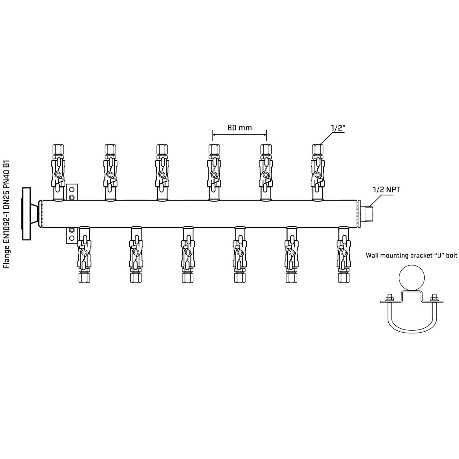 M5F2A050331 Manifolds Stainless Steel Double Sided