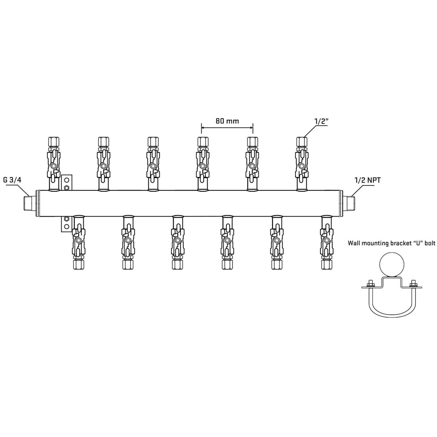 M5F2A050431 Manifolds Stainless Steel Double Sided