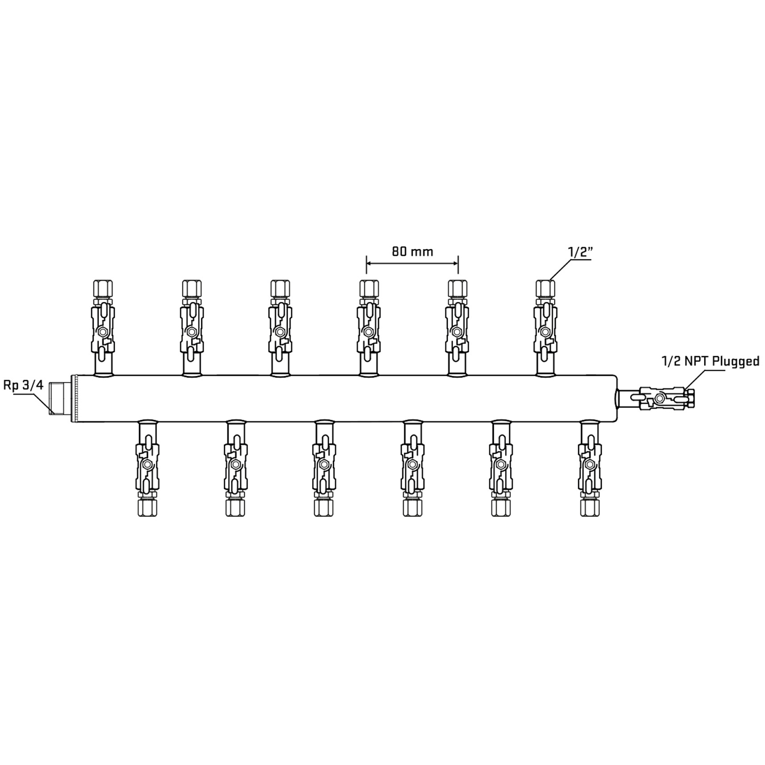 M5F2A050610 Manifolds Stainless Steel Double Sided