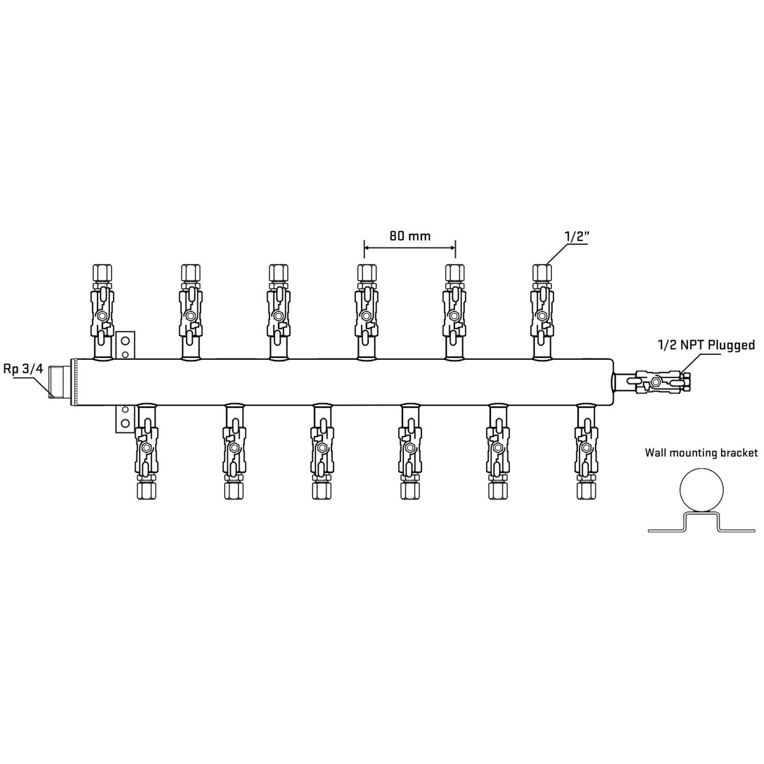 M5F2A050612 Manifolds Stainless Steel Double Sided