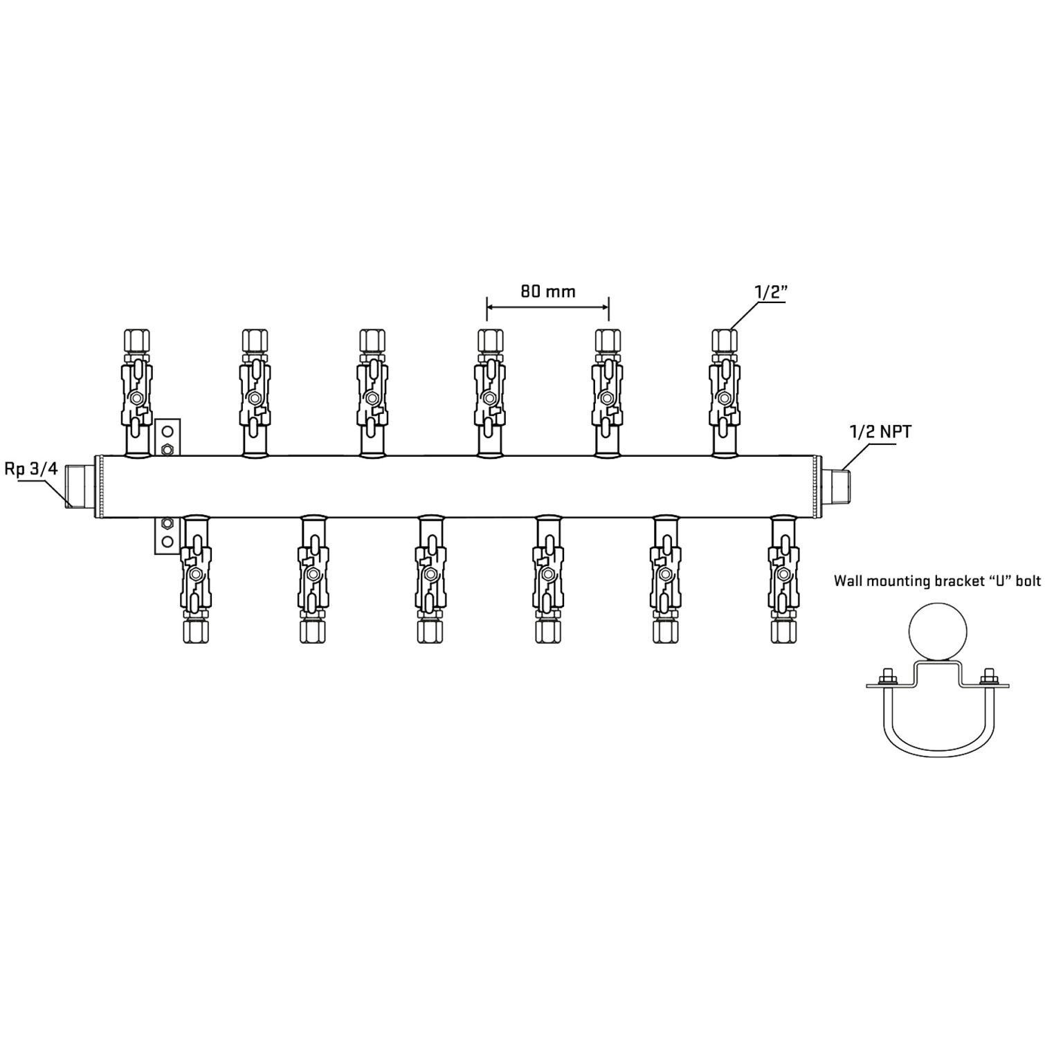 M5F2A050631 Manifolds Stainless Steel Double Sided