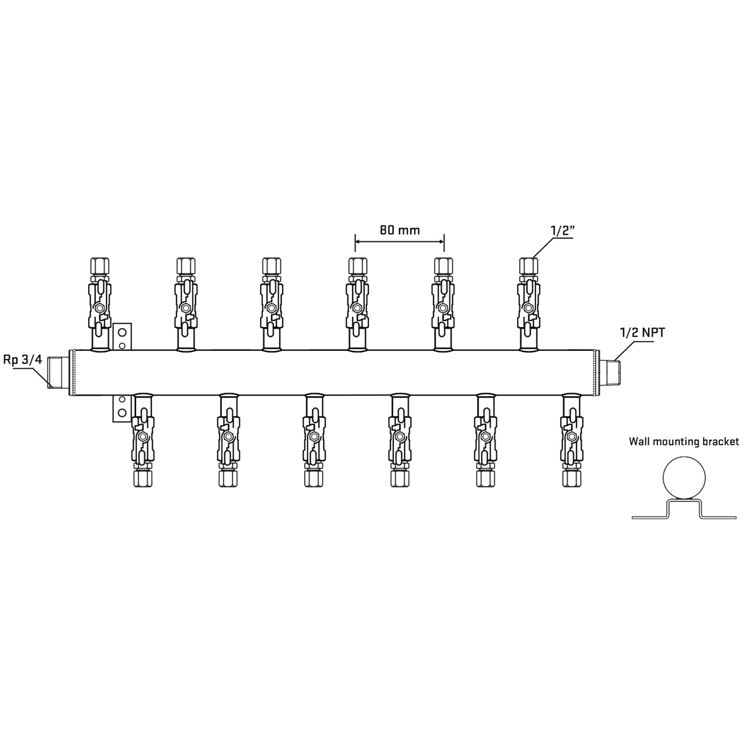 M5F2A050632 Manifolds Stainless Steel Double Sided