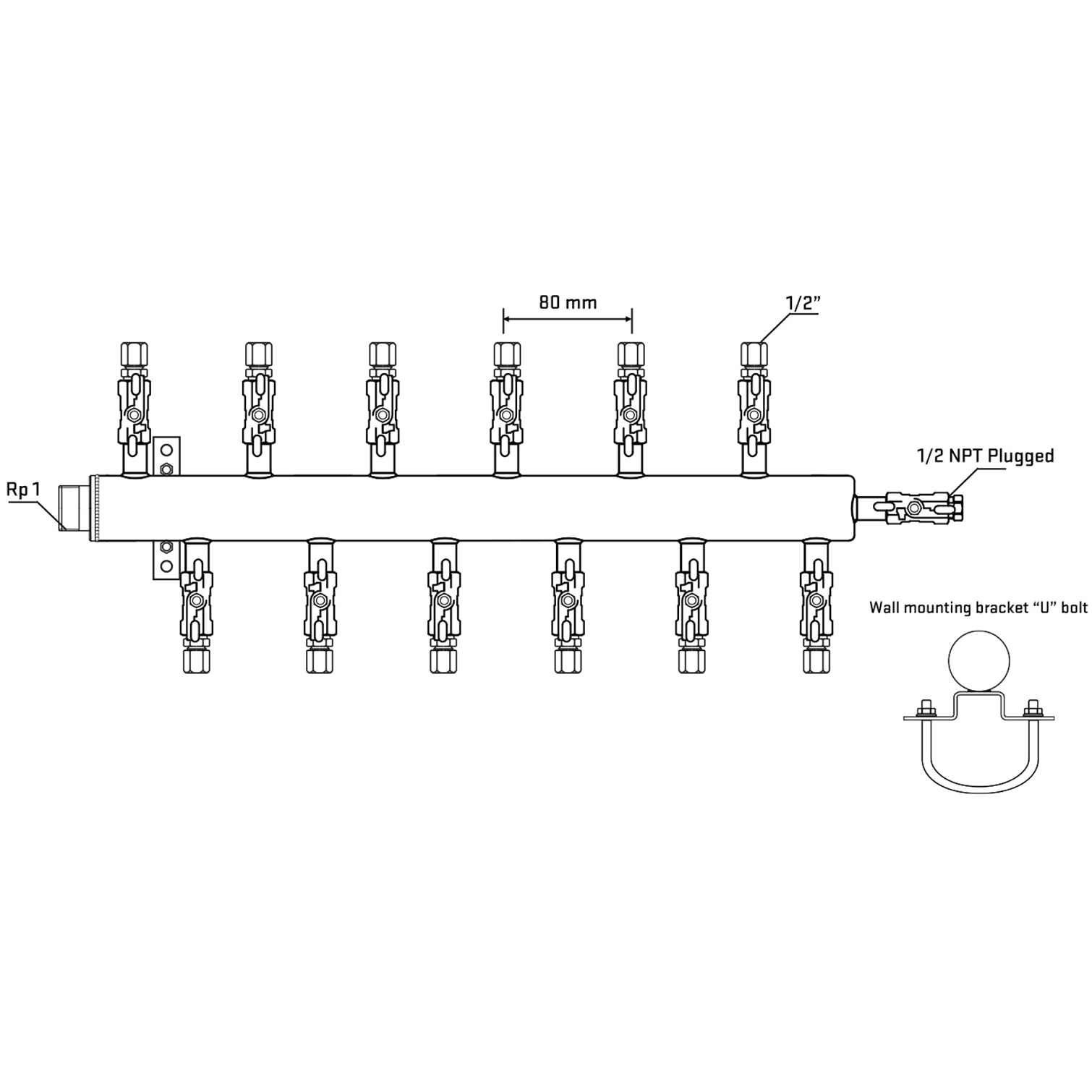 M5F2A050711 Manifolds Stainless Steel Double Sided