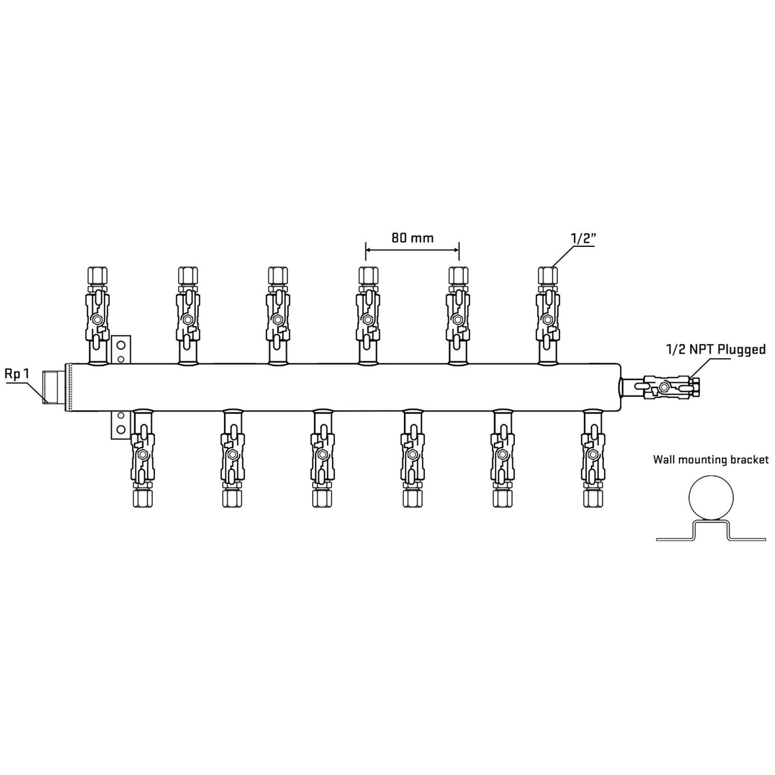 M5F2A050712 Manifolds Stainless Steel Double Sided