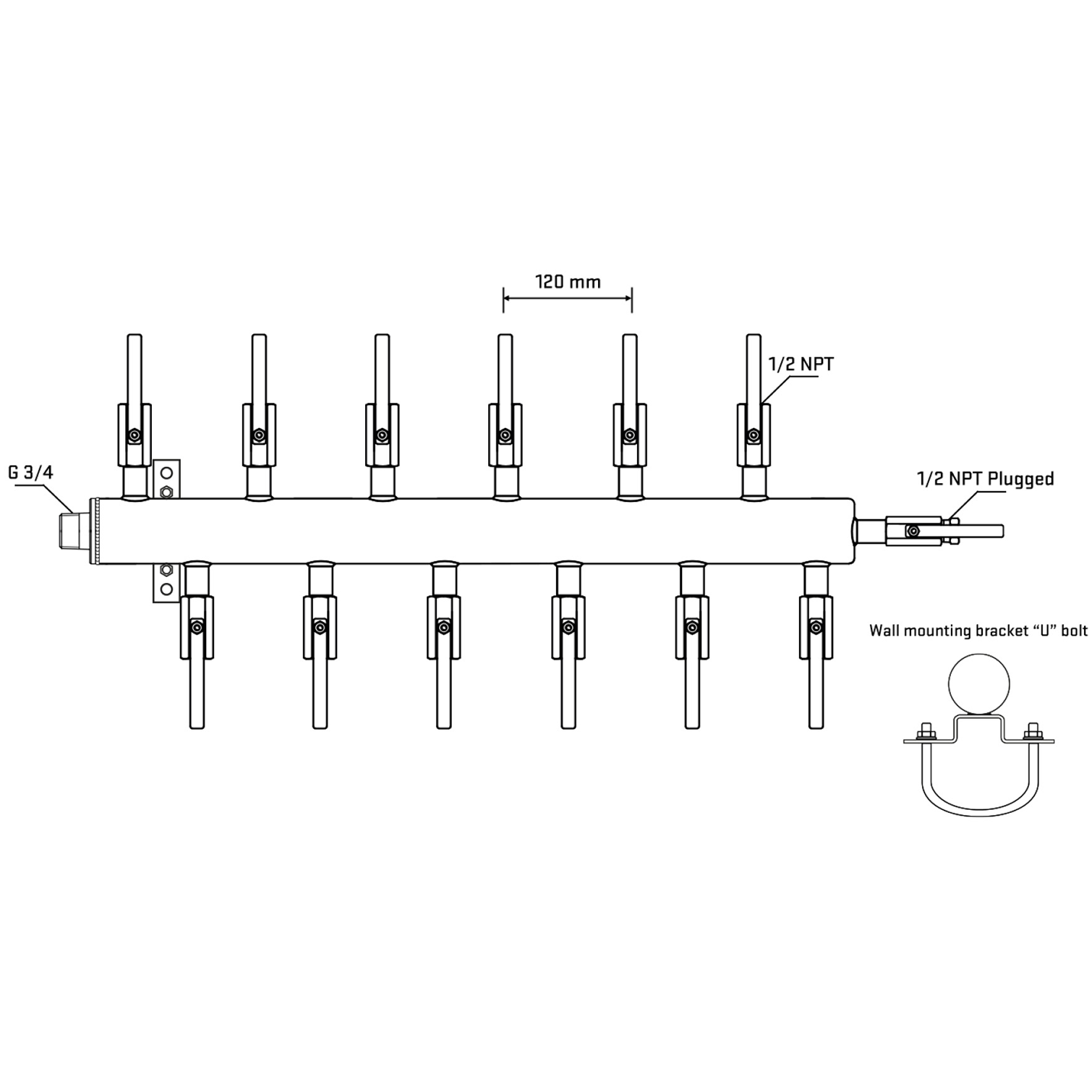 M5F2B080411 Manifolds Stainless Steel Double Sided