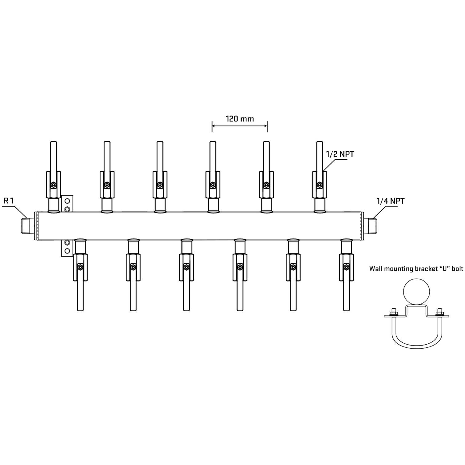 M5F2B080541 Manifolds Stainless Steel Double Sided