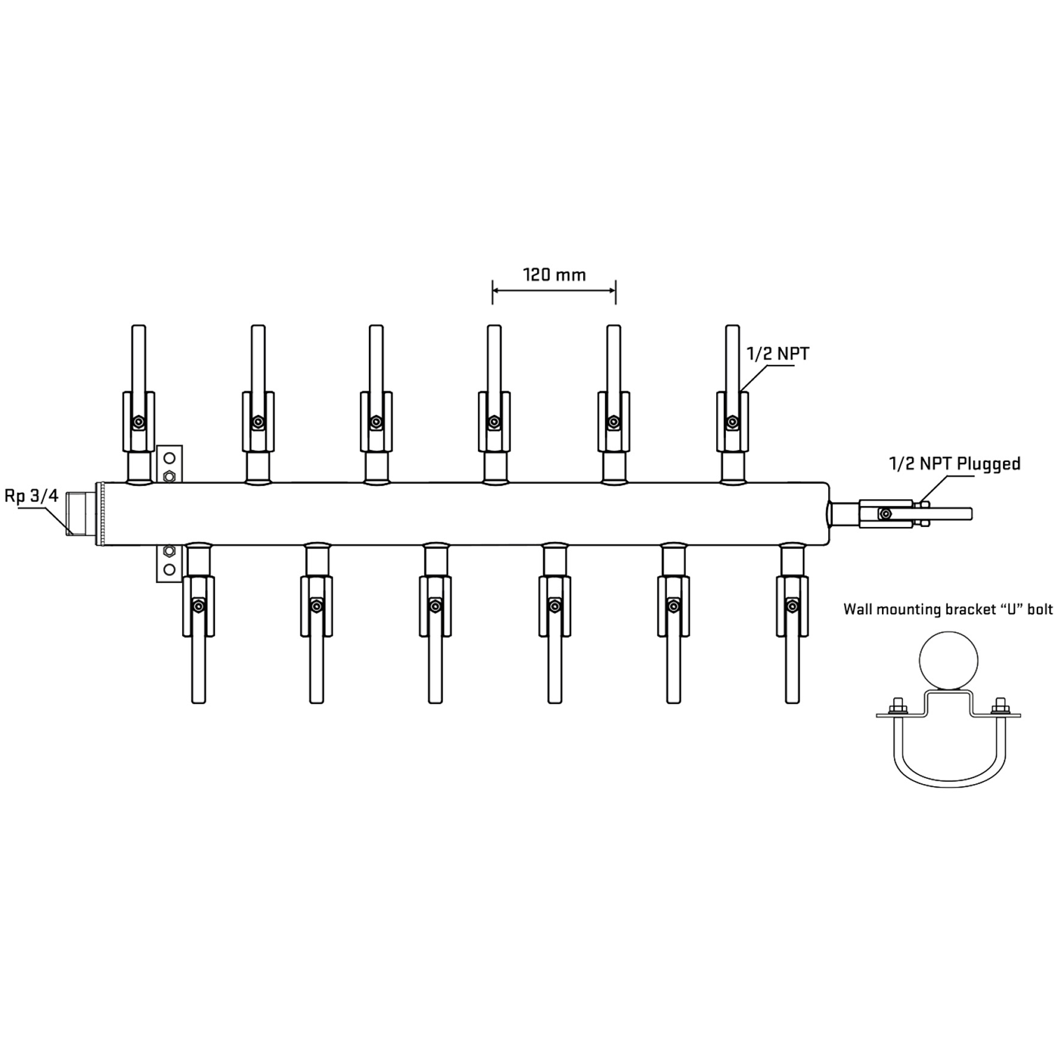 M5F2B080611 Manifolds Stainless Steel Double Sided